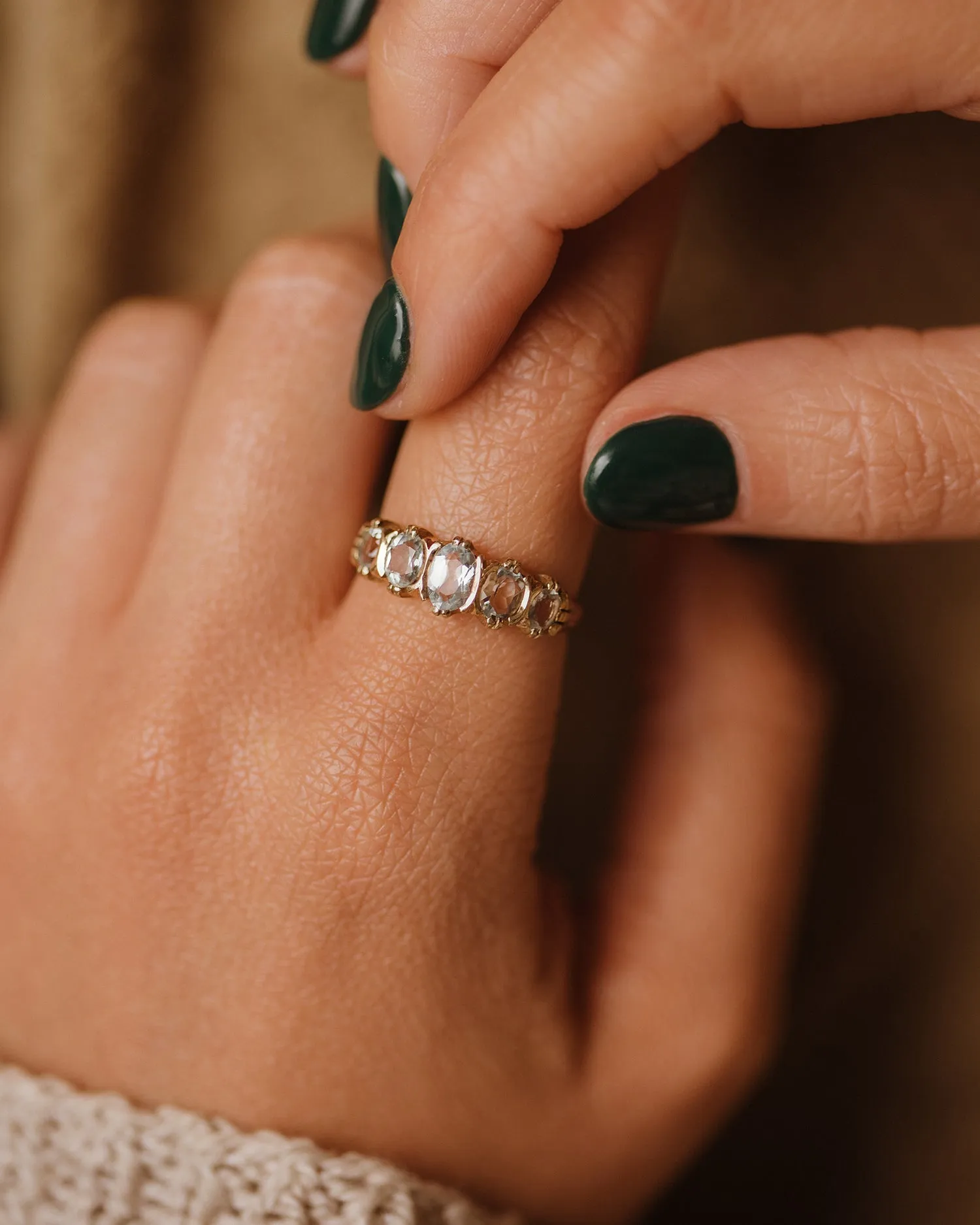 Betty Vintage 9ct Gold Aquamarine Ring sold by Rock n Rose product image thumbnail 2