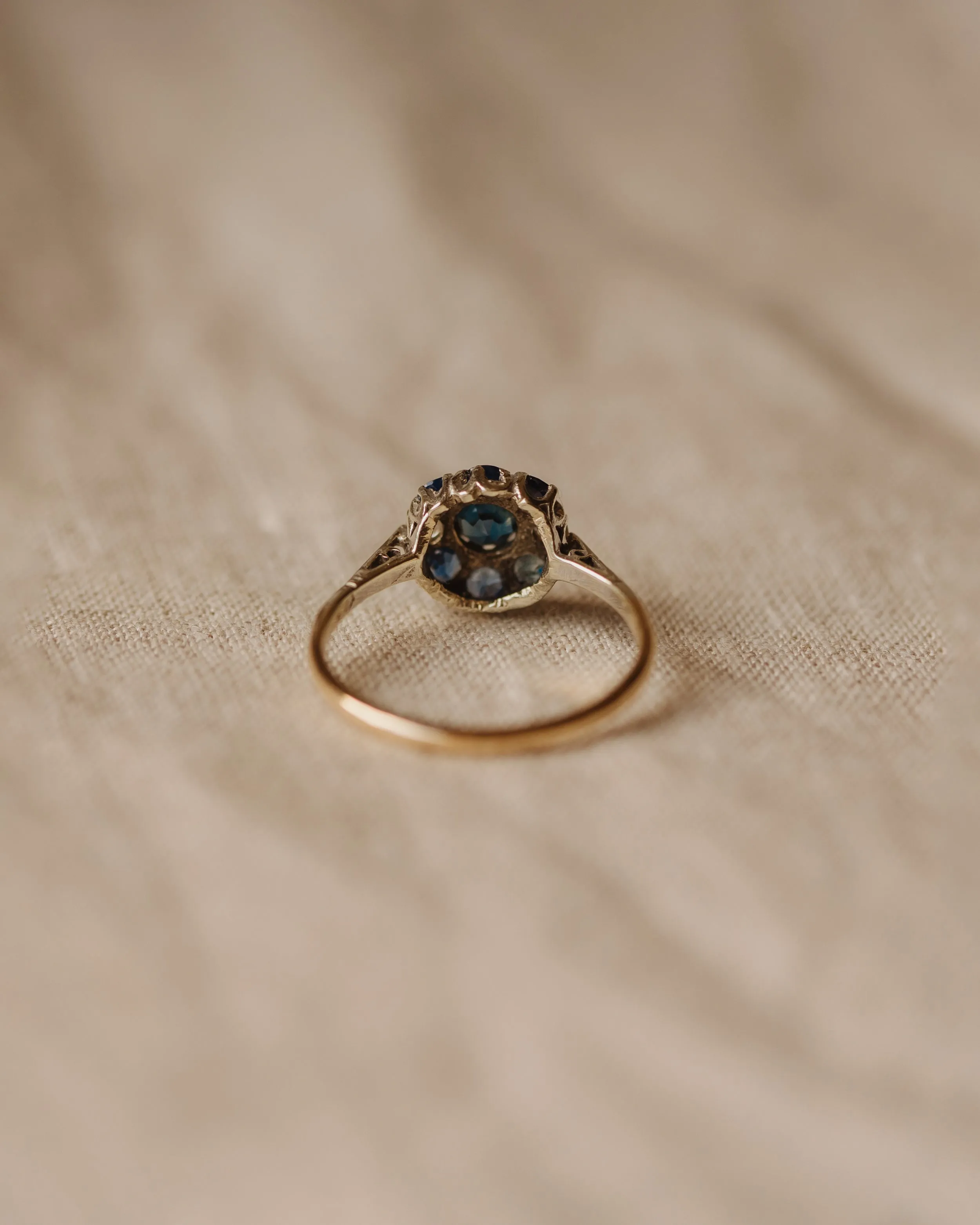 Hattie Antique 9ct Gold Sapphire & Diamond Cluster Ring sold by Rock n Rose product image thumbnail 5