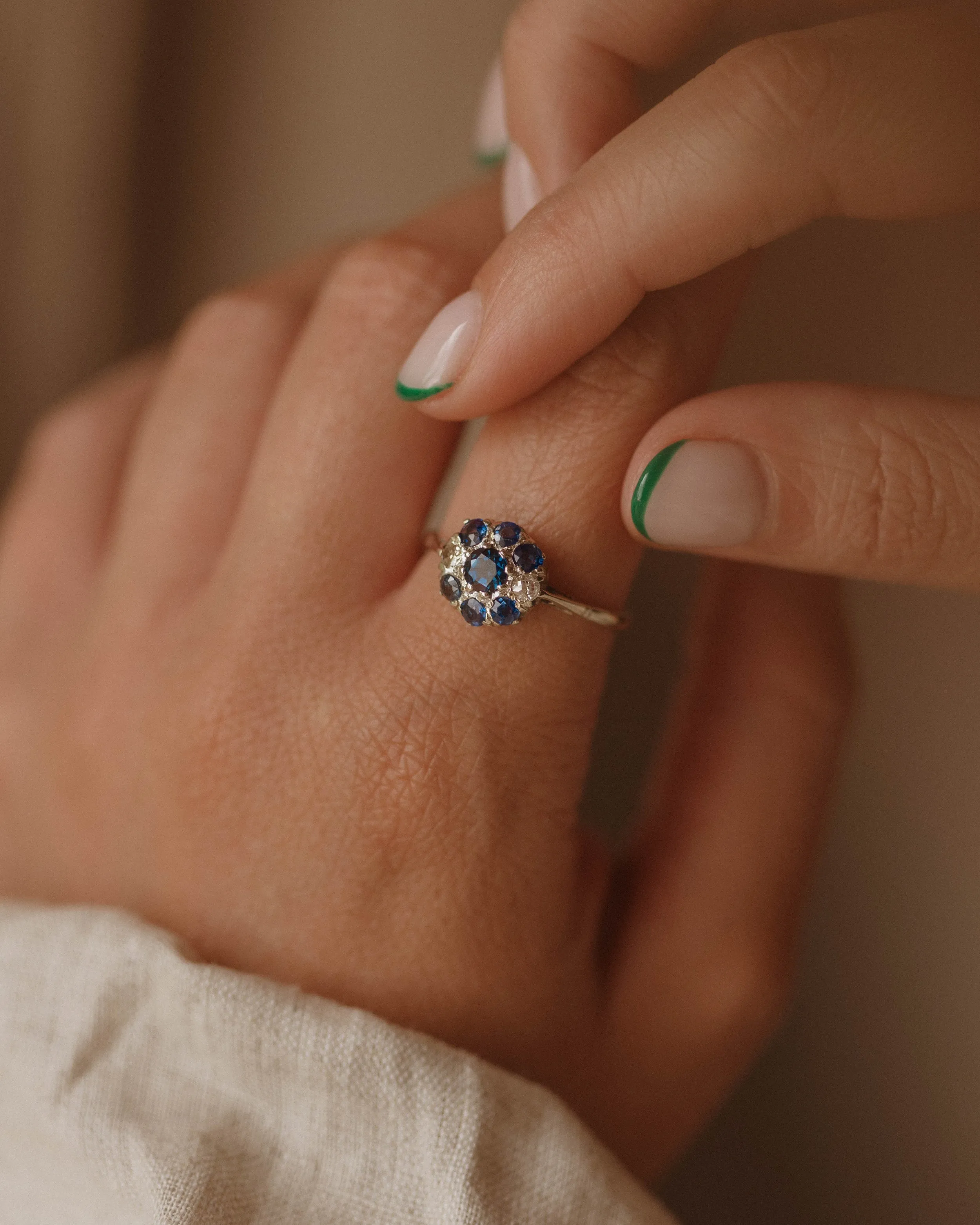 Hattie Antique 9ct Gold Sapphire & Diamond Cluster Ring sold by Rock n Rose product image thumbnail 3