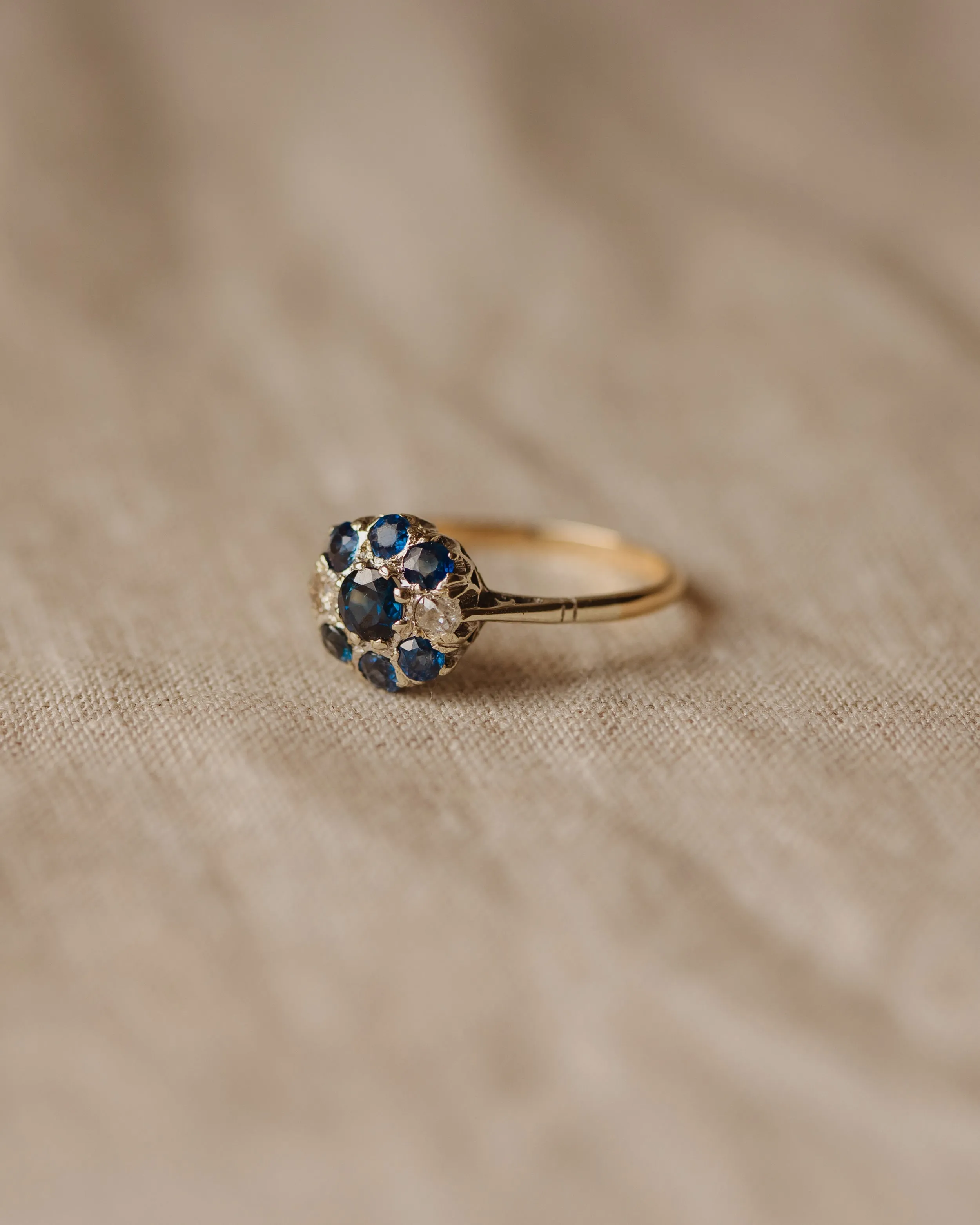 Hattie Antique 9ct Gold Sapphire & Diamond Cluster Ring sold by Rock n Rose product image thumbnail 4