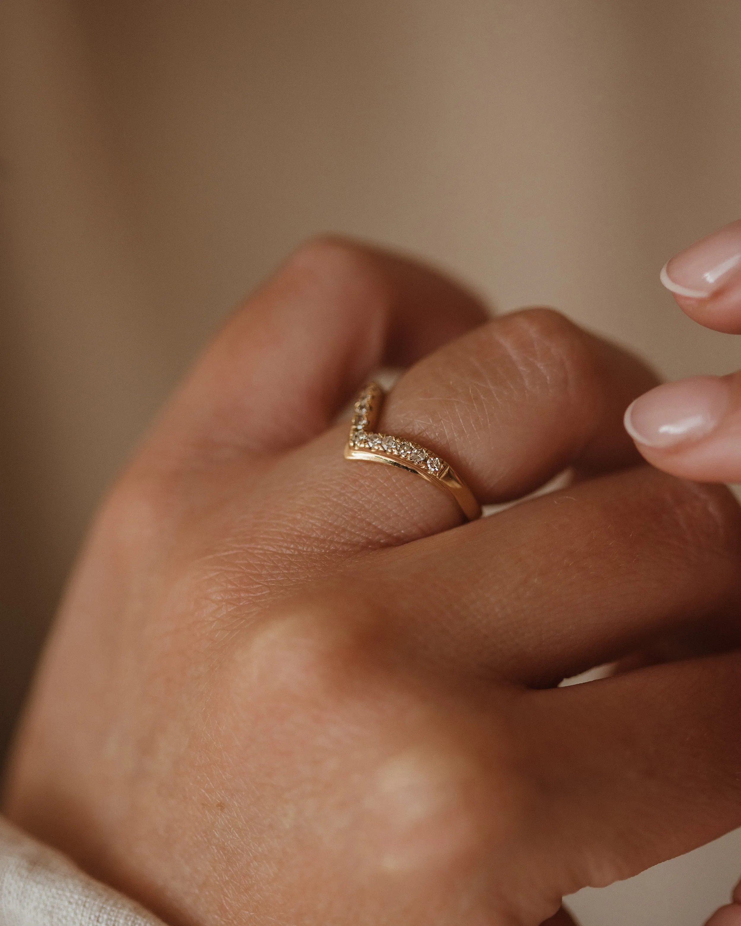 Camelia 1981 18ct Gold Diamond Wishbone Ring sold by Rock n Rose product image thumbnail 2