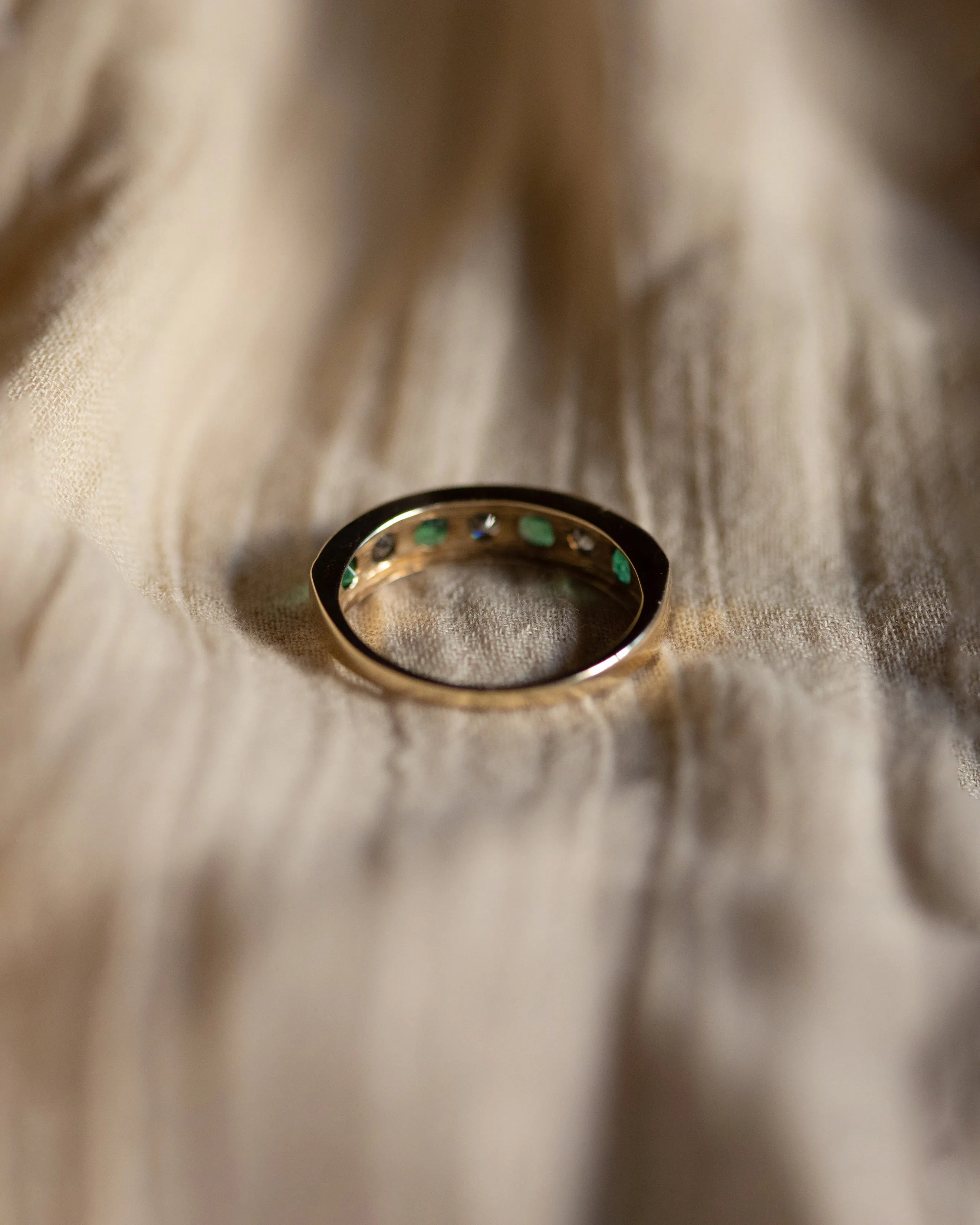 Augusta 1988 Vintage 9ct Gold Emerald & Diamond Half Eternity Ring sold by Rock n Rose product image thumbnail 5