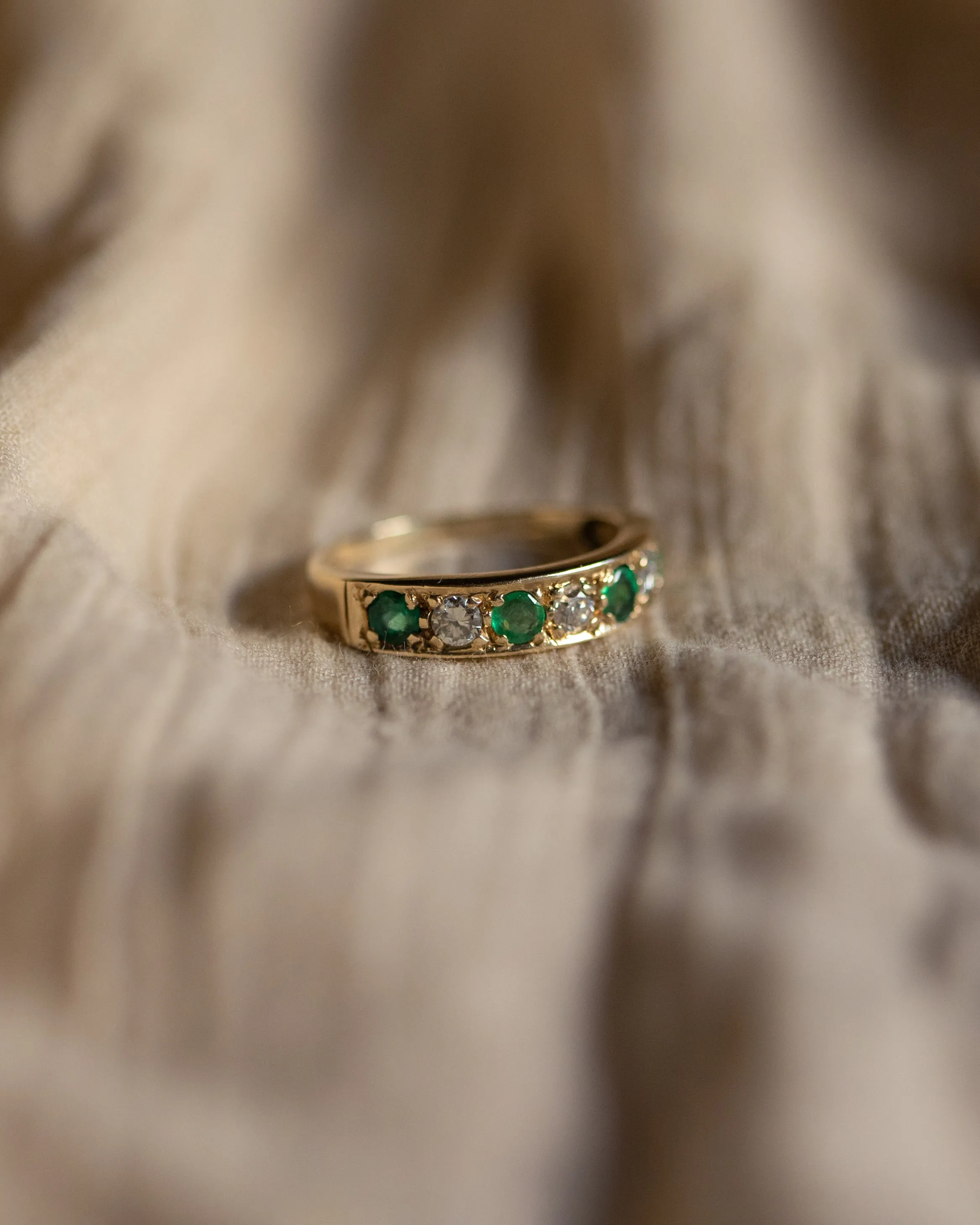Augusta 1988 Vintage 9ct Gold Emerald & Diamond Half Eternity Ring sold by Rock n Rose product image thumbnail 4
