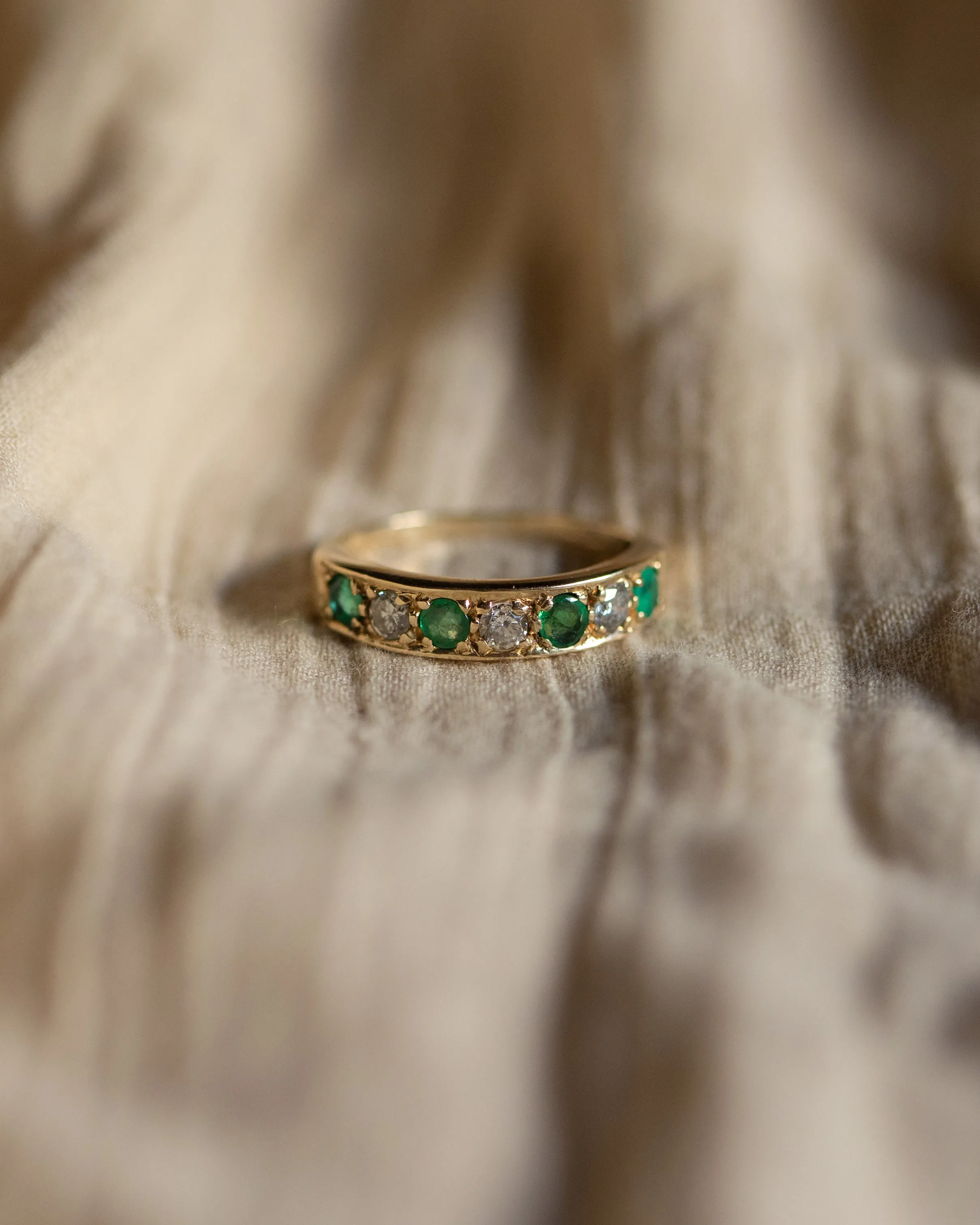 Augusta 1988 Vintage 9ct Gold Emerald & Diamond Half Eternity Ring sold by Rock n Rose product image thumbnail 3