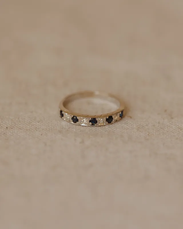 Cecilia Vintage 18ct White Gold Sapphire & Diamond Half Eternity Ring sold by Rock n Rose