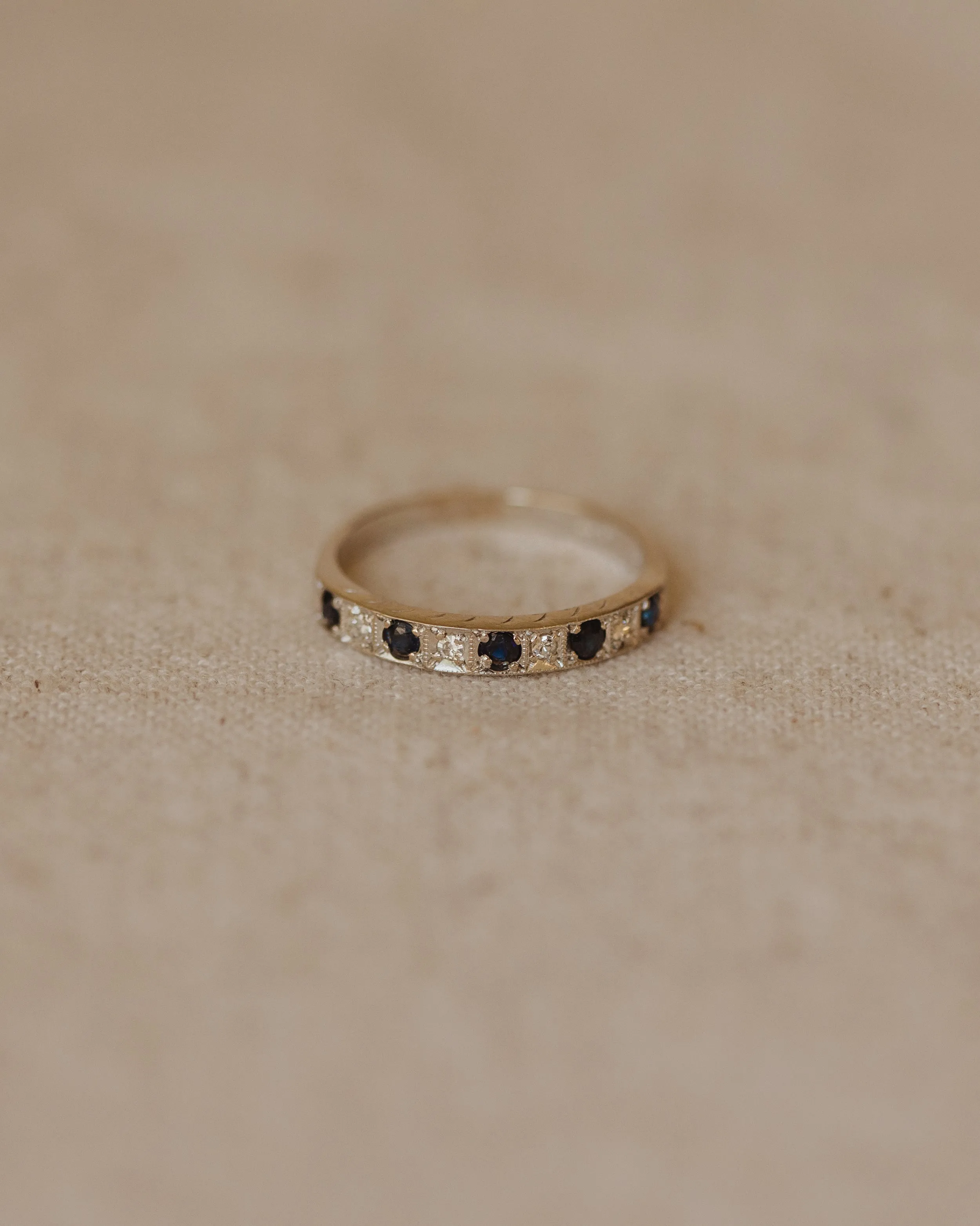 Cecilia Vintage 18ct White Gold Sapphire & Diamond Half Eternity Ring sold by Rock n Rose
