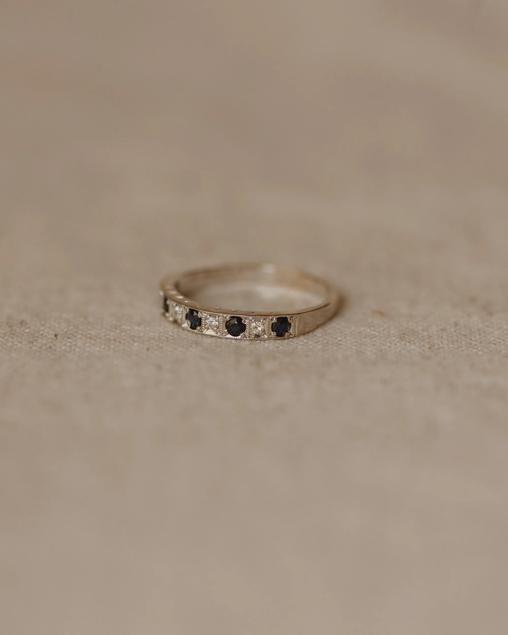 Cecilia Vintage 18ct White Gold Sapphire & Diamond Half Eternity Ring sold by Rock n Rose product image thumbnail 4