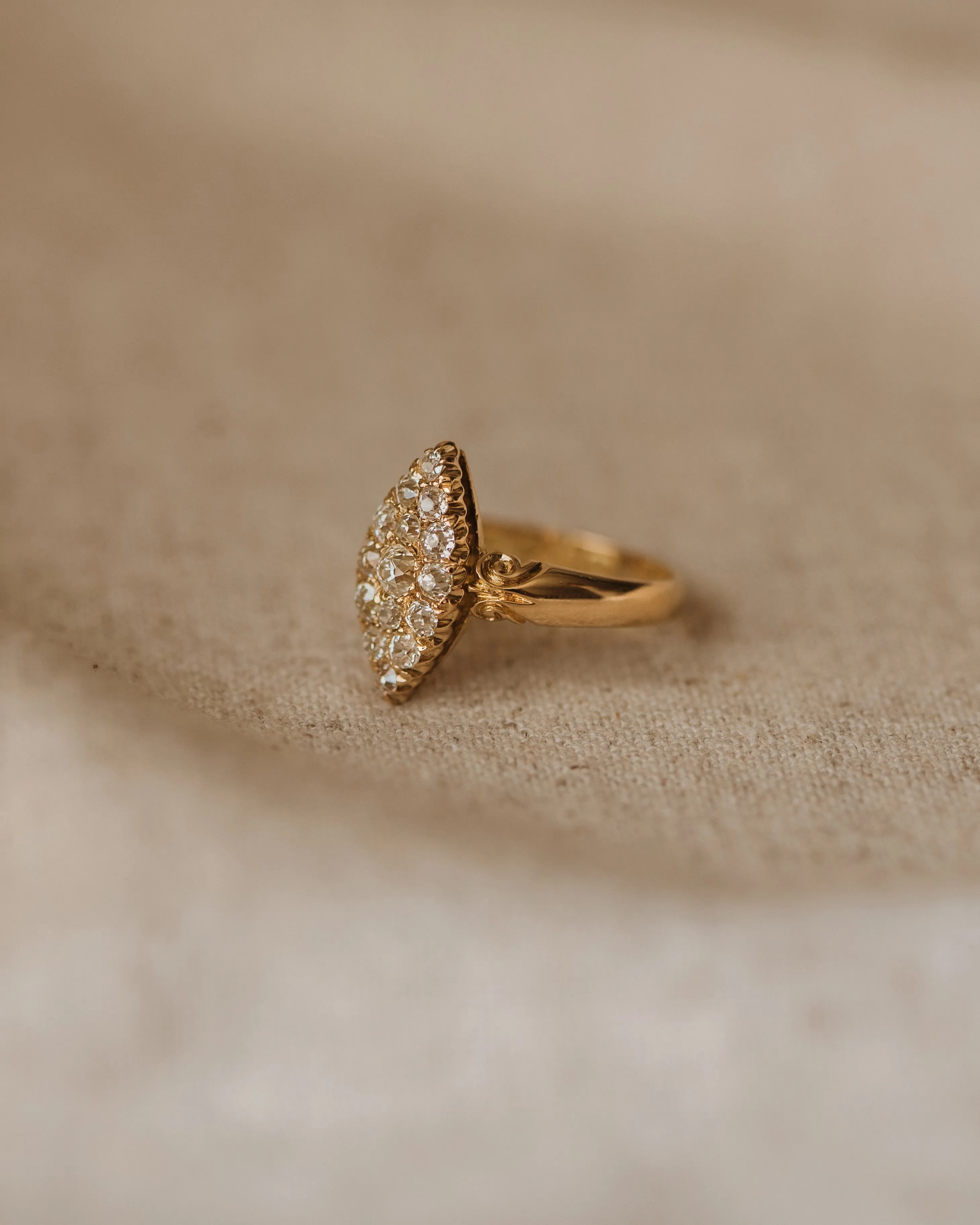 Beatrix Antique 18ct Gold Diamond Navette Ring sold by Rock n Rose product image thumbnail 4