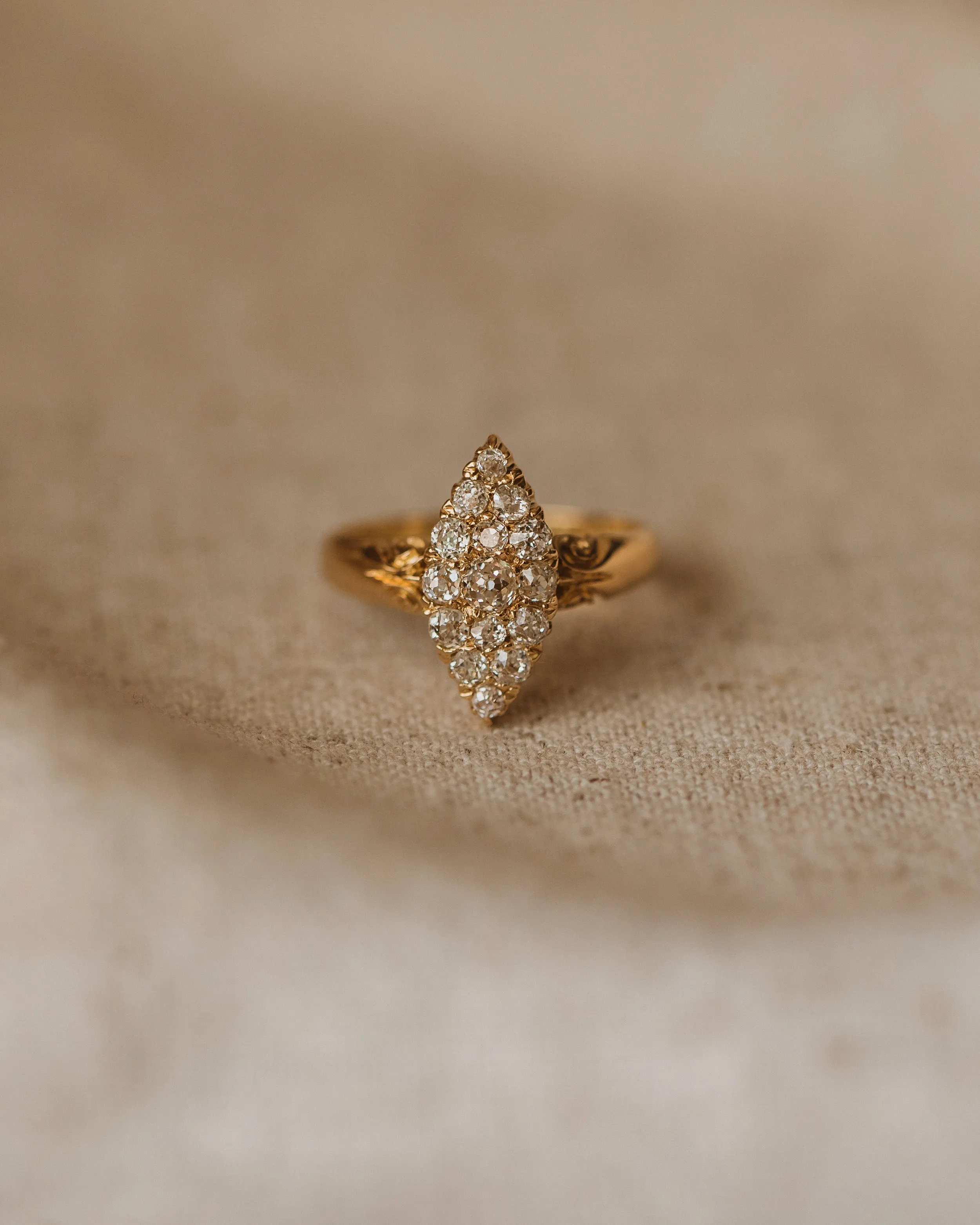 Beatrix Antique 18ct Gold Diamond Navette Ring sold by Rock n Rose product image thumbnail 2