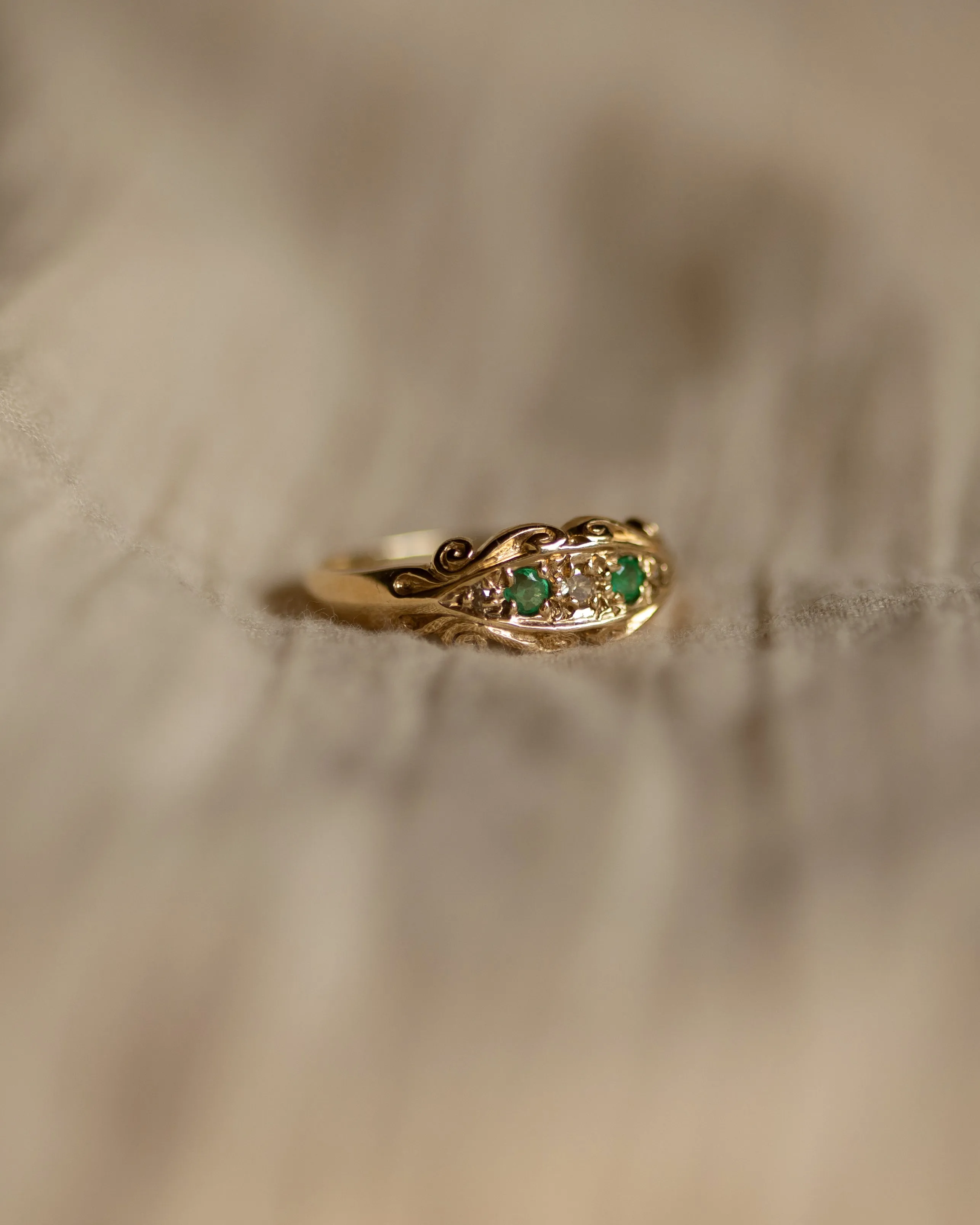 Hazel 1979 Vintage 9ct Gold Emerald & Diamond Ring sold by Rock n Rose product image thumbnail 4