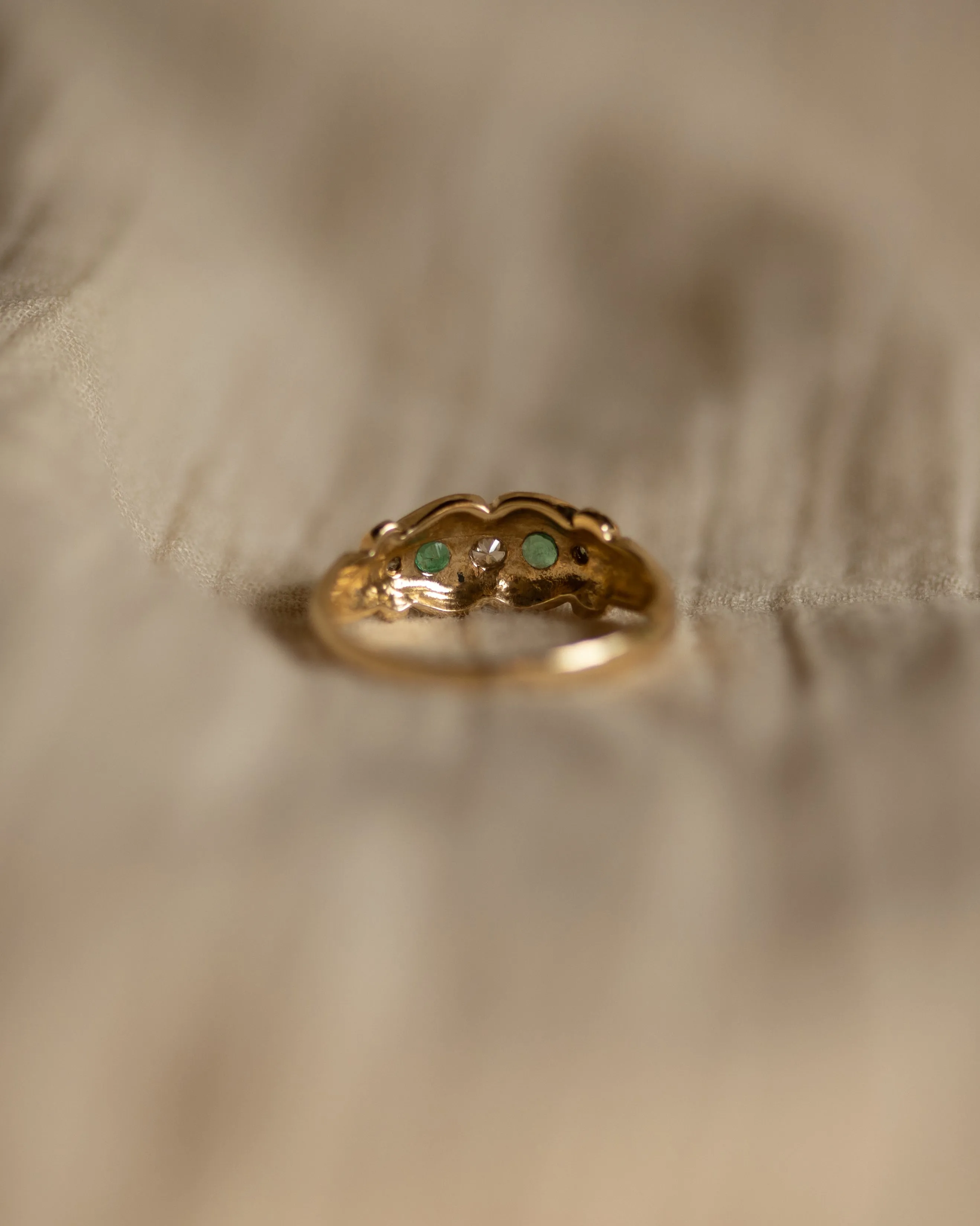 Hazel 1979 Vintage 9ct Gold Emerald & Diamond Ring sold by Rock n Rose product image thumbnail 5