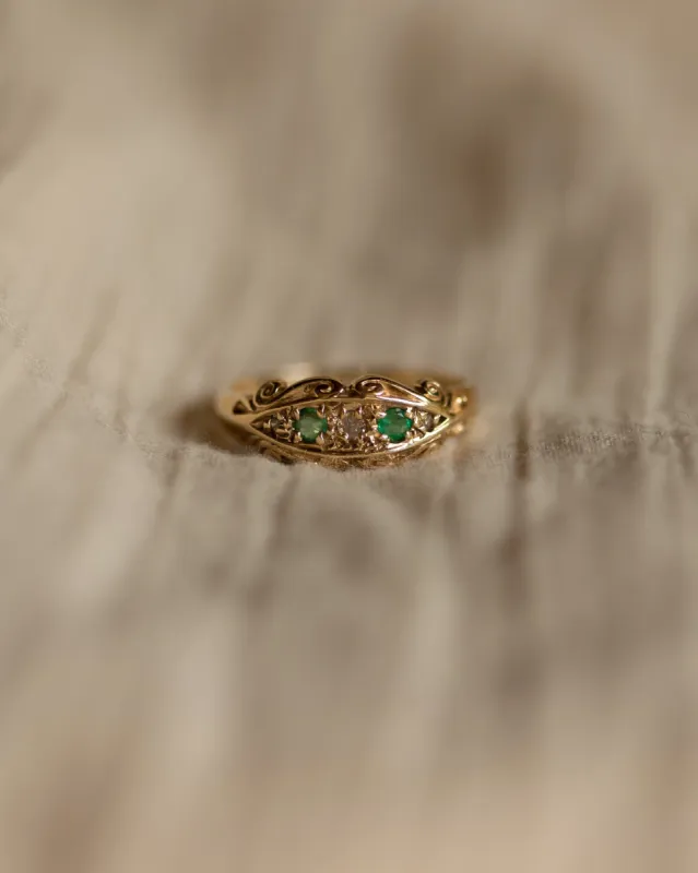 Hazel 1979 Vintage 9ct Gold Emerald & Diamond Ring sold by Rock n Rose