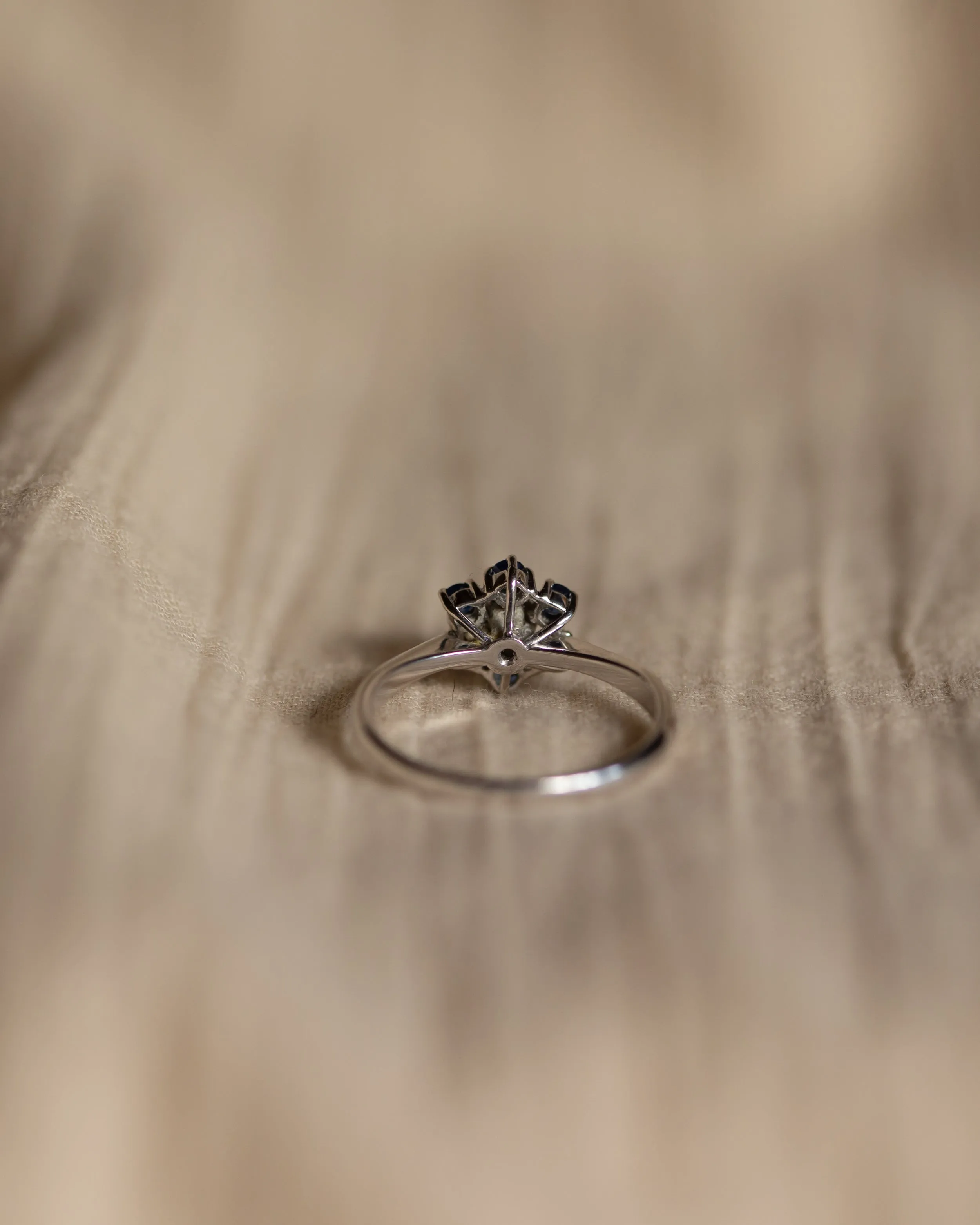 Emma 1983 Vintage 18ct White Gold Sapphire & Diamond Cluster Ring sold by Rock n Rose product image thumbnail 5