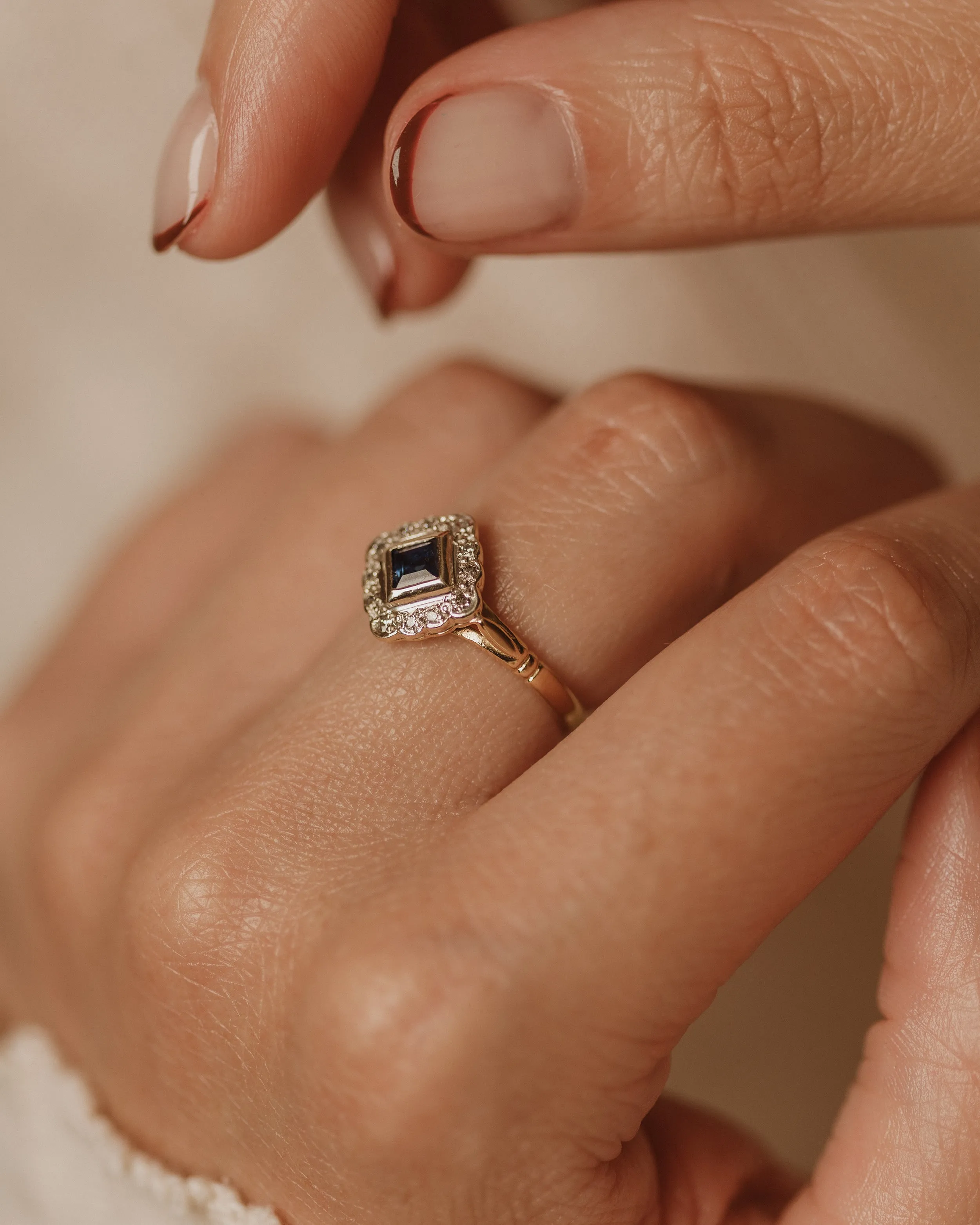 Violet Vintage 9ct Gold Sapphire & Diamond Cluster Ring sold by Rock n Rose product image thumbnail 2