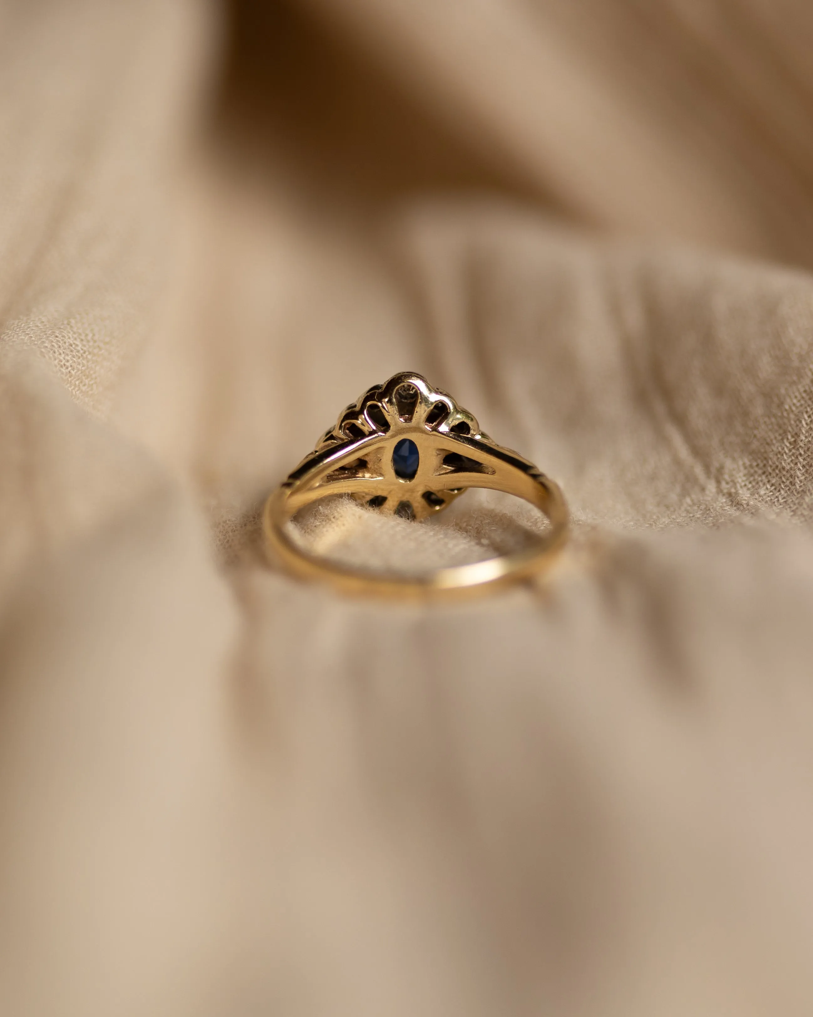 Violet Vintage 9ct Gold Sapphire & Diamond Cluster Ring sold by Rock n Rose product image thumbnail 5