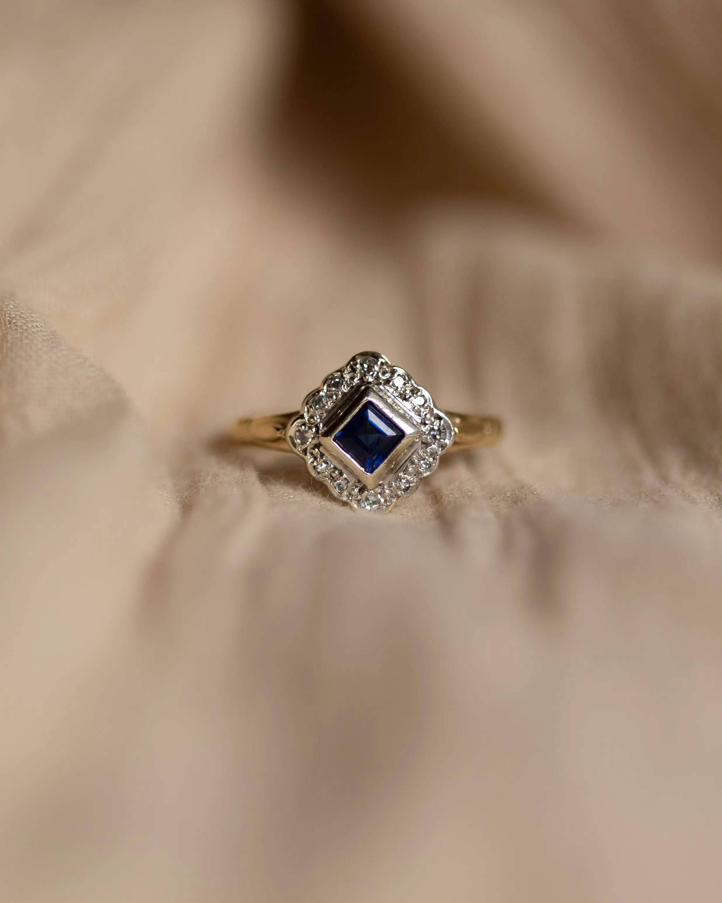 Violet Vintage 9ct Gold Sapphire & Diamond Cluster Ring sold by Rock n Rose product image thumbnail 3