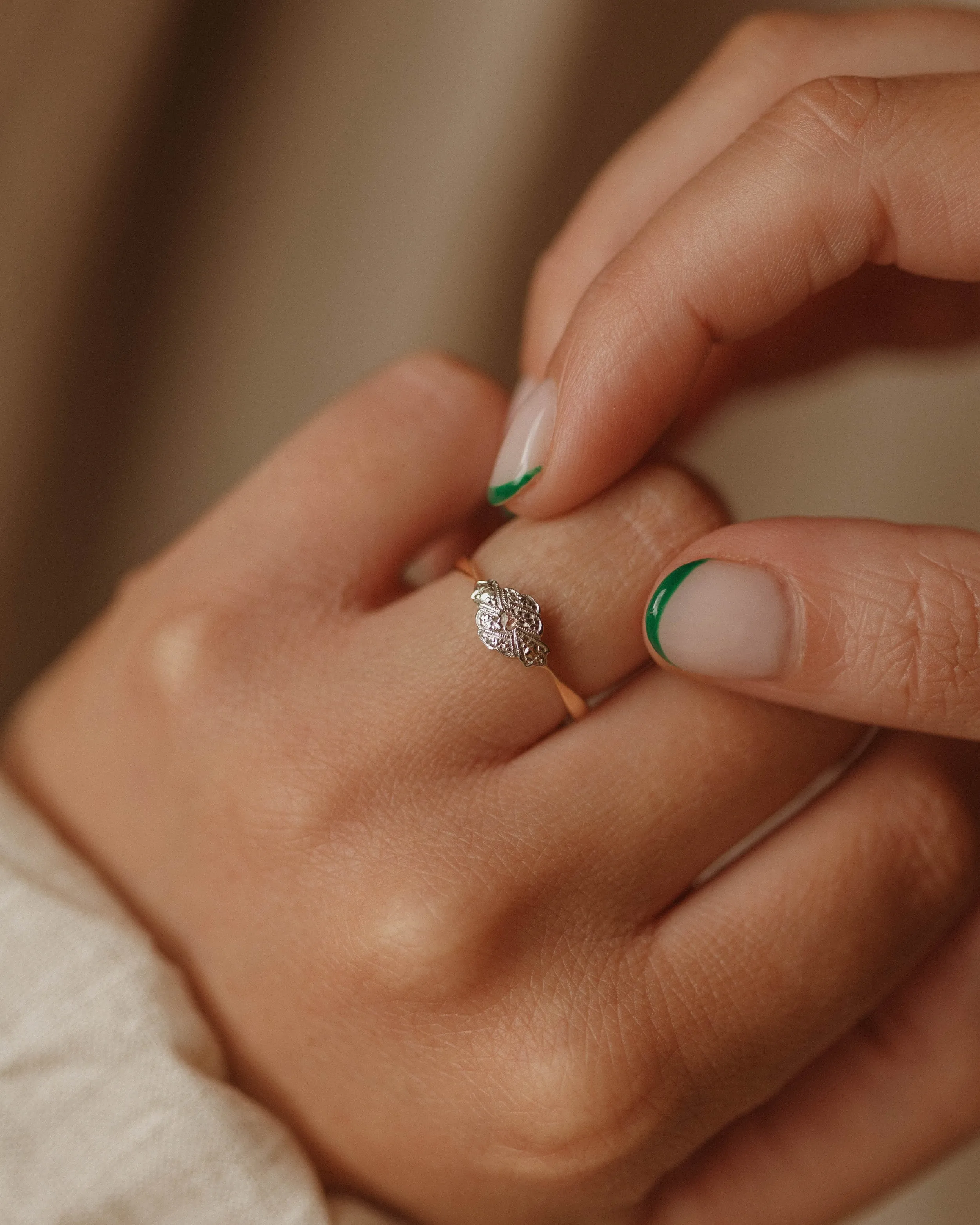 Honora Antique Art Deco 9ct Gold Diamond Ring sold by Rock n Rose product image thumbnail 3