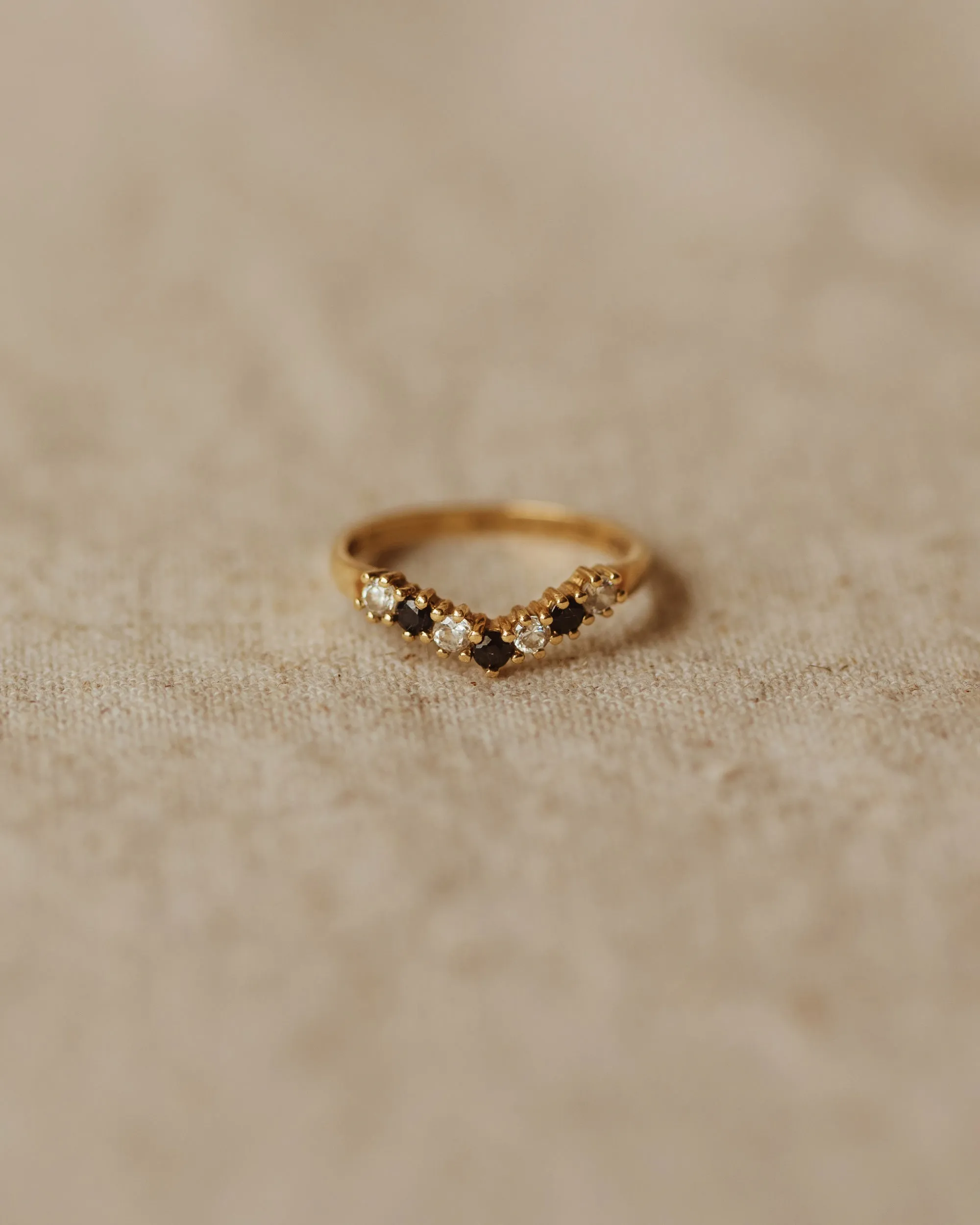 Trudy Vintage 9ct Gold Sapphire Wishbone Ring sold by Rock n Rose