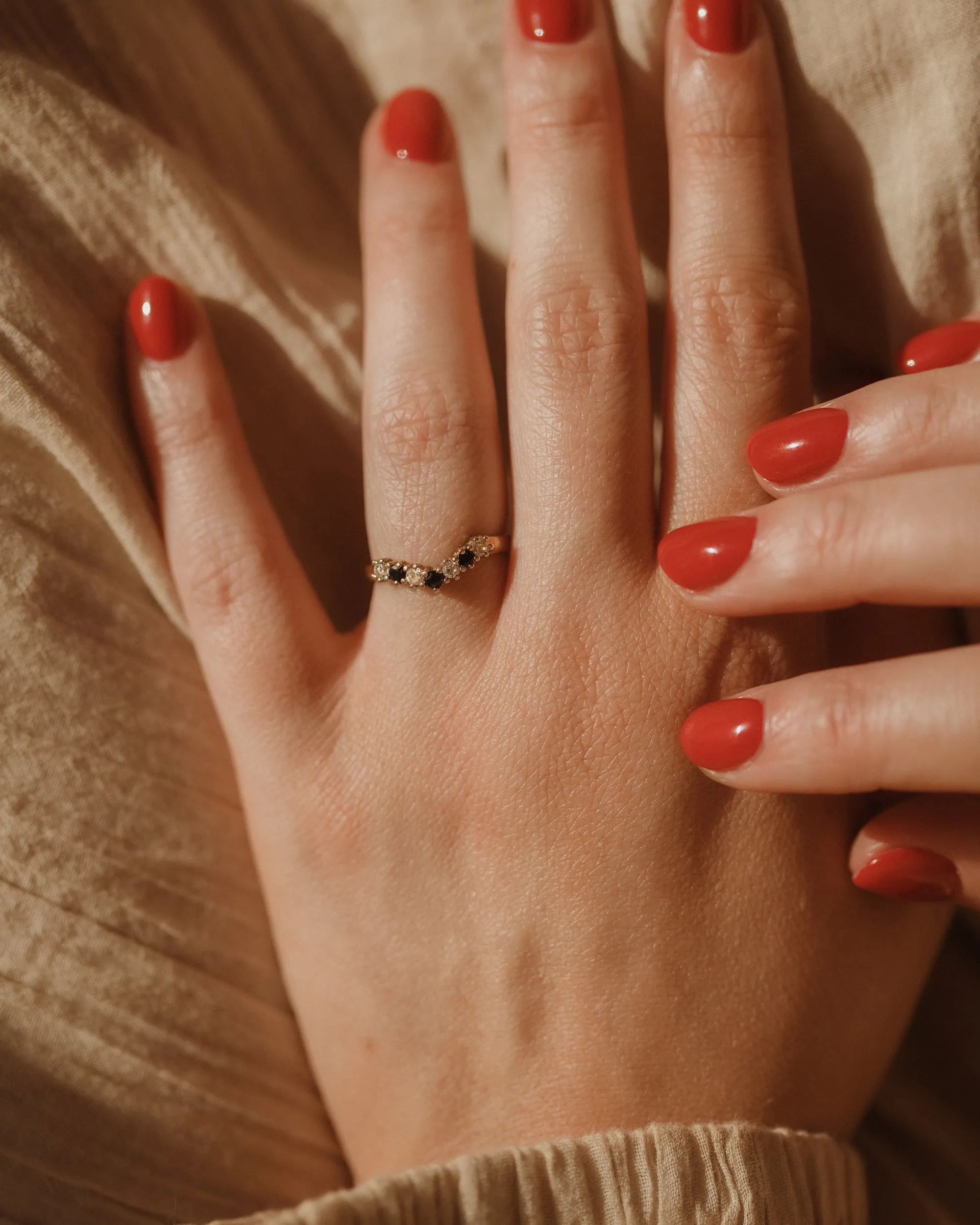 Trudy Vintage 9ct Gold Sapphire Wishbone Ring sold by Rock n Rose product image thumbnail 2