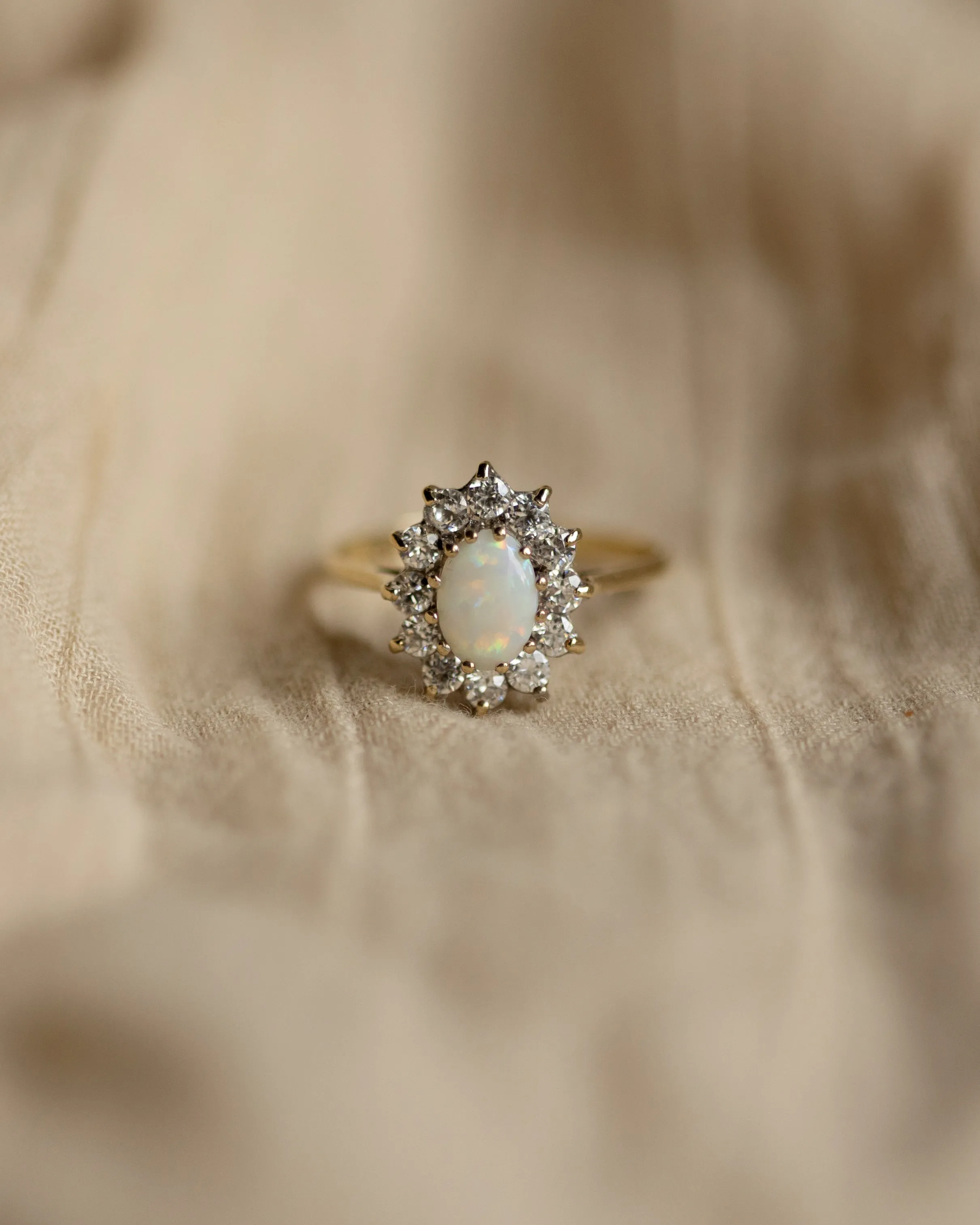 Claudie 1987 Vintage 9ct Gold Opal & Diamond Cluster Ring sold by Rock n Rose product image thumbnail 3