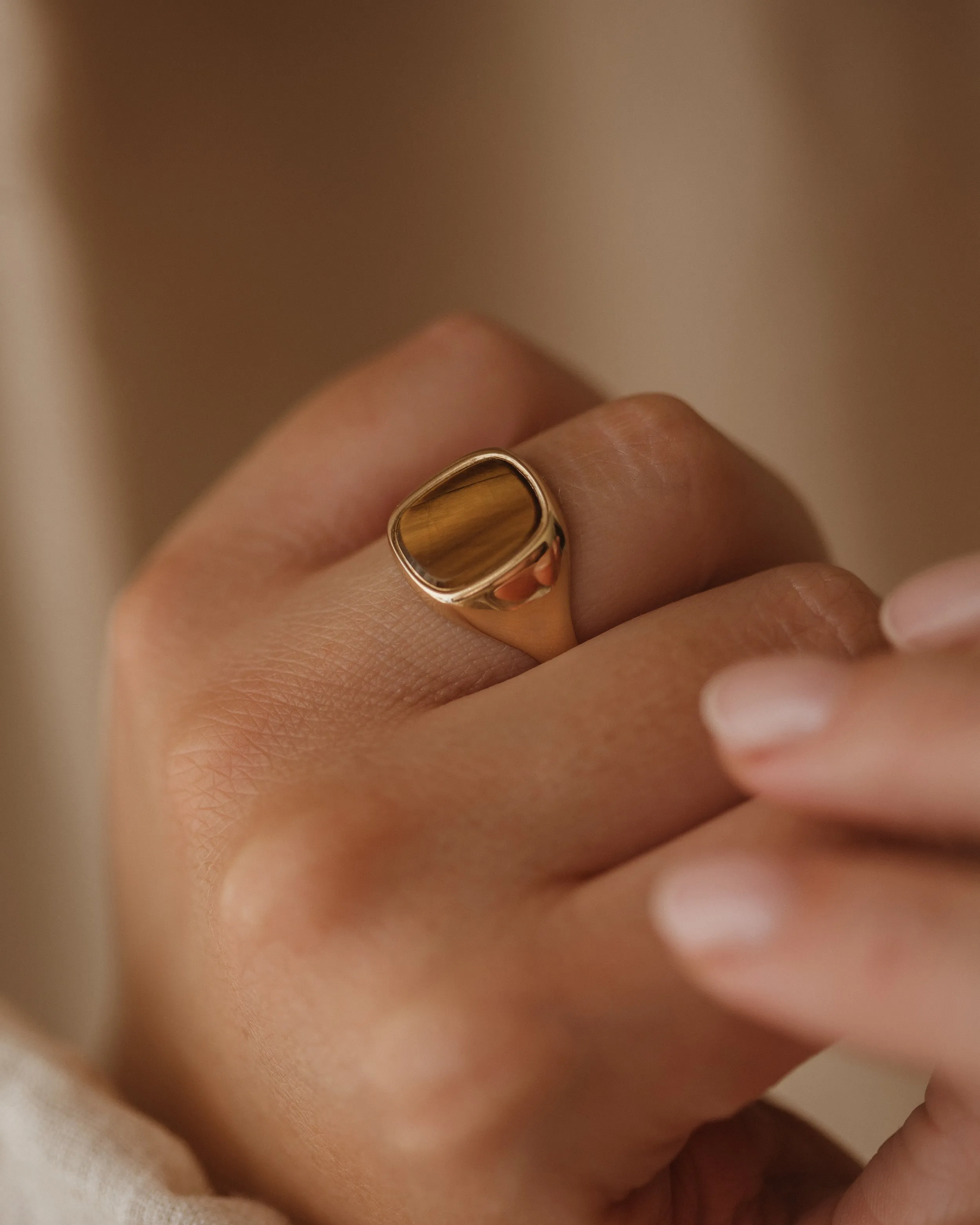 Thelma 1981 9ct Gold Tiger Eye Signet Ring sold by Rock n Rose product image thumbnail 2