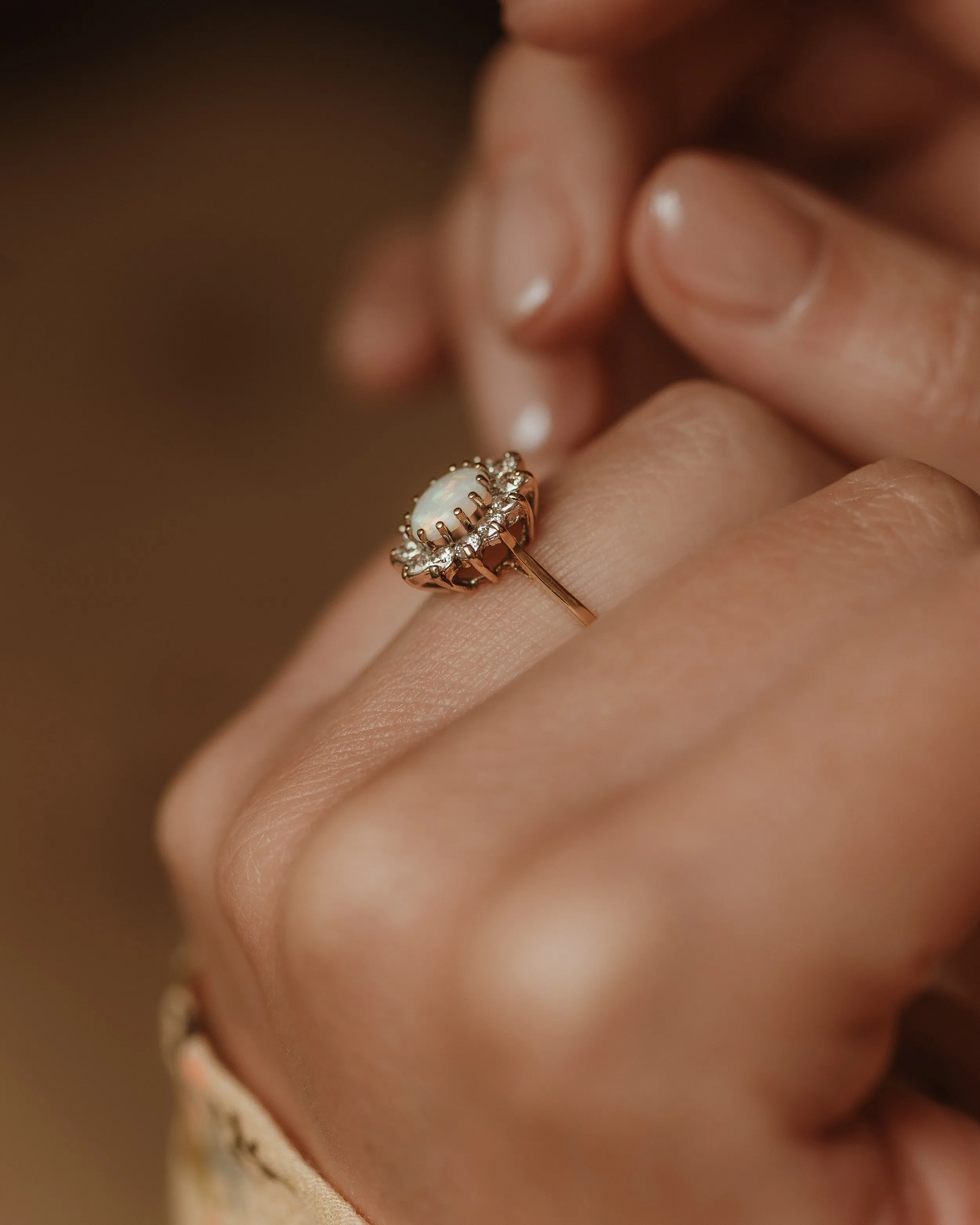 Claudie 1987 Vintage 9ct Gold Opal & Diamond Cluster Ring sold by Rock n Rose product image thumbnail 2