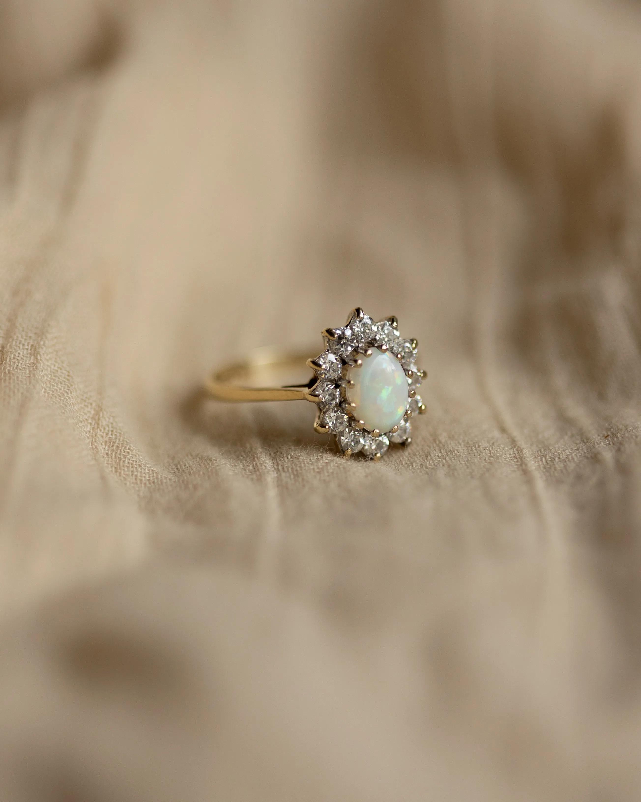 Claudie 1987 Vintage 9ct Gold Opal & Diamond Cluster Ring sold by Rock n Rose product image thumbnail 4