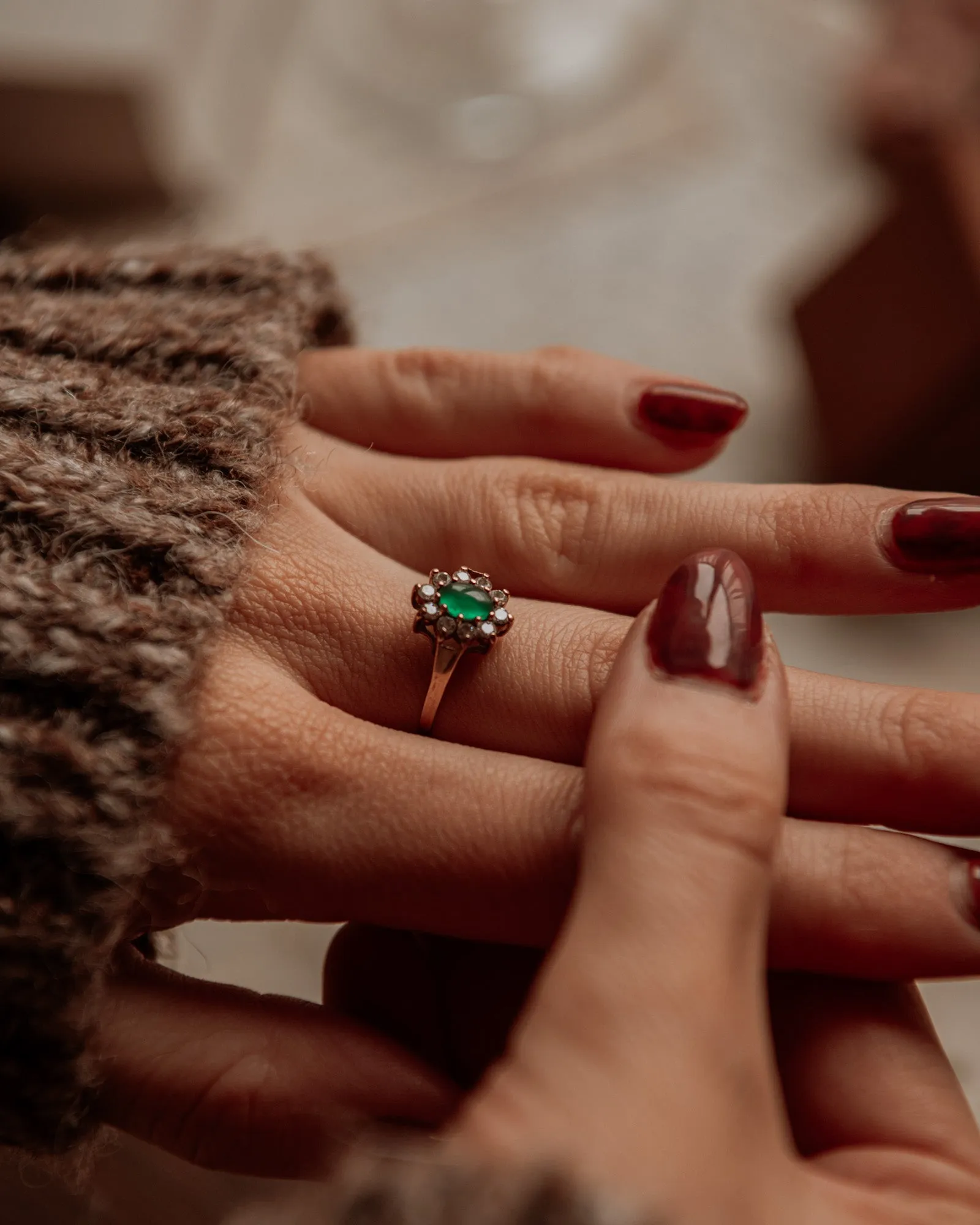 Maggie 9ct Gold Emerald Cluster Ring sold by Rock n Rose product image thumbnail 3