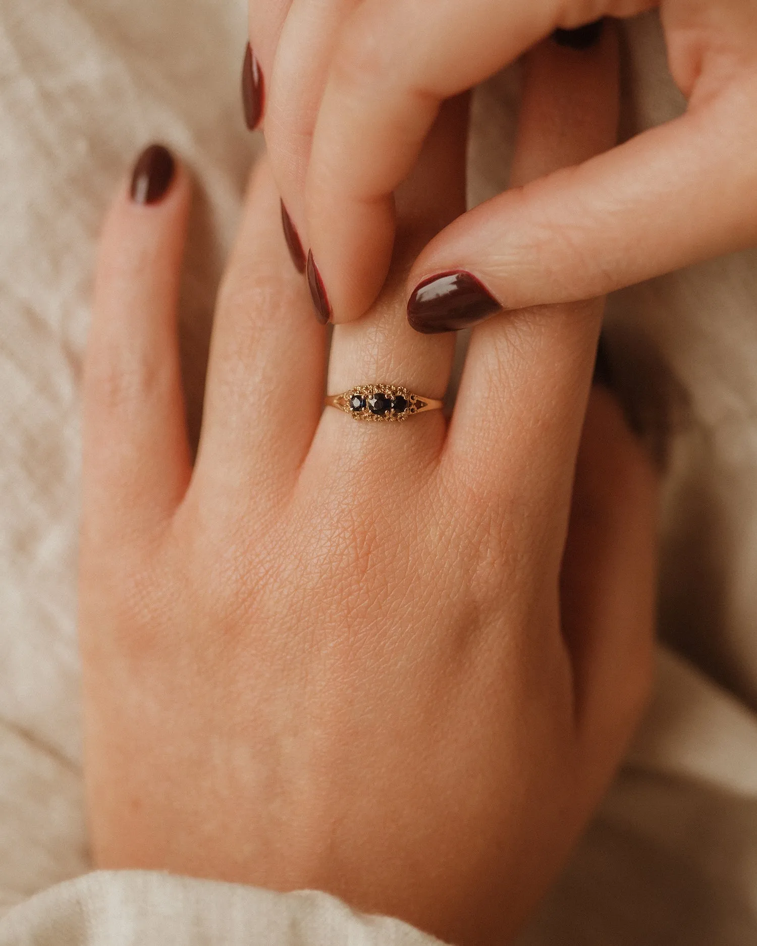 Francine 1986 9ct Gold Vintage Sapphire Ring sold by Rock n Rose product image thumbnail 2