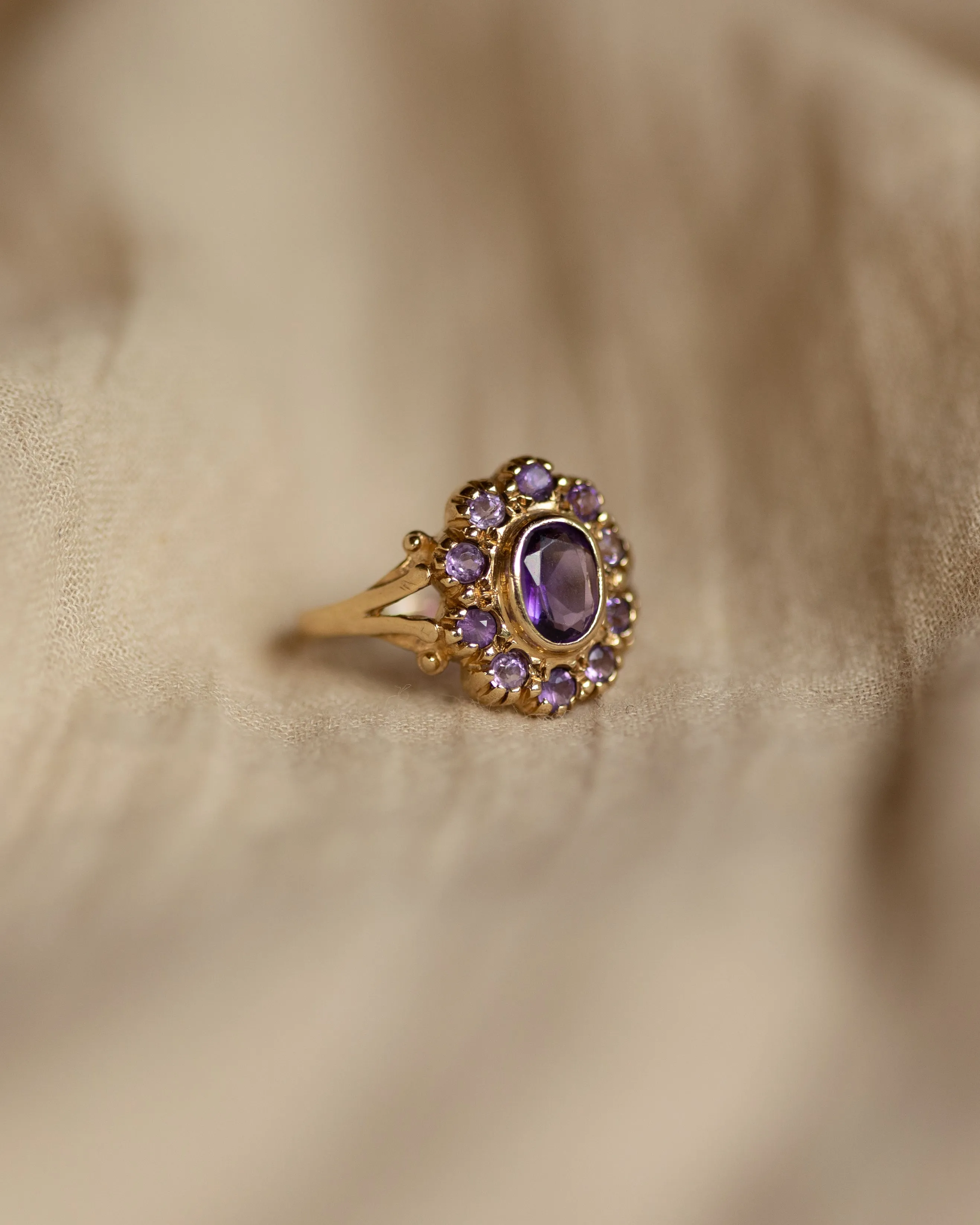 Marcy Vintage 9ct Gold Amethyst Cluster Ring sold by Rock n Rose product image thumbnail 4