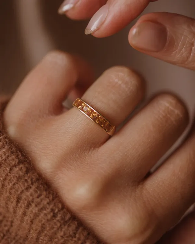 Gertie Vintage 18ct Gold Citrine Half Eternity Ring made by Rock n Rose