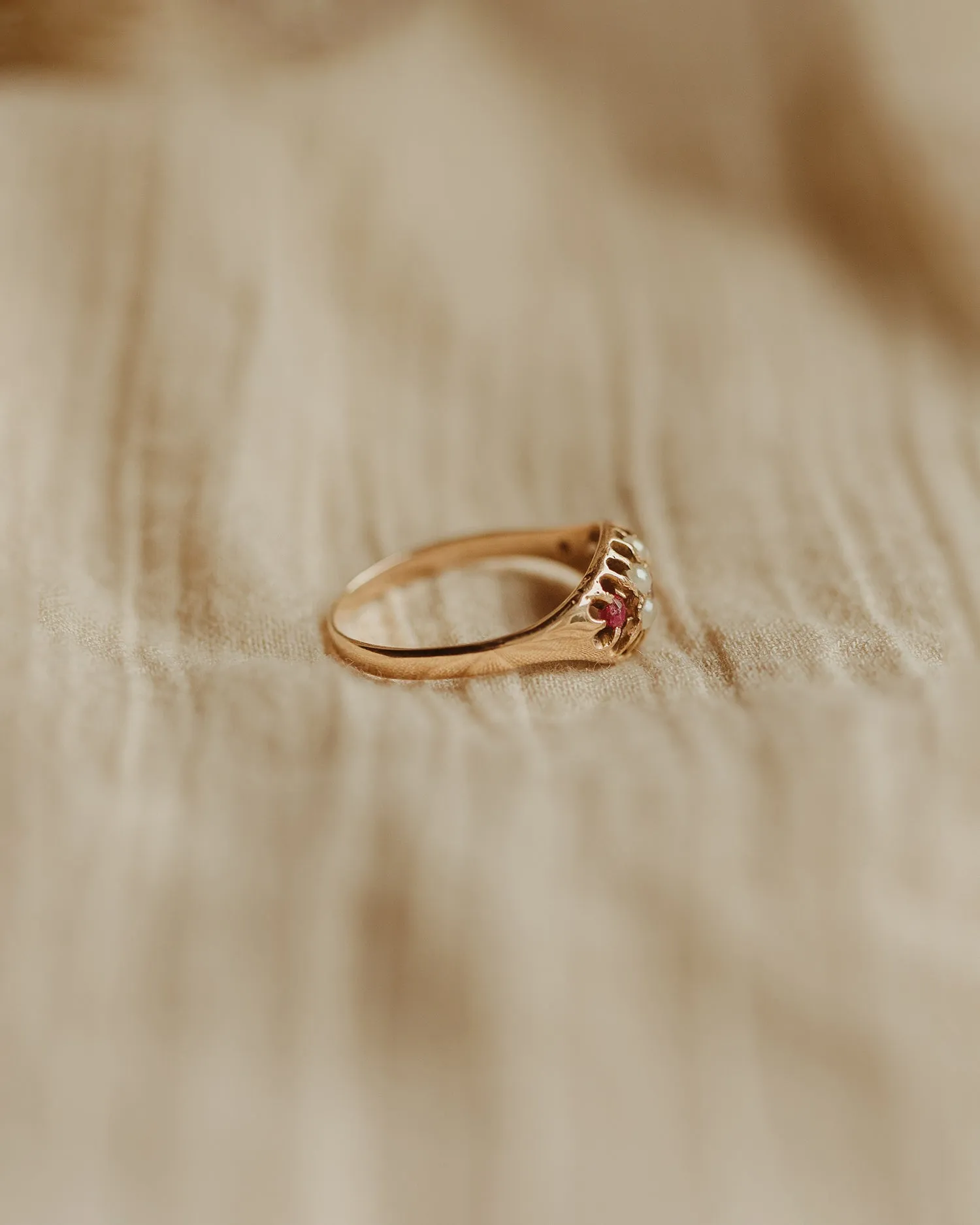 Tammy 15ct Gold Ruby & Pearl Ring sold by Rock n Rose product image thumbnail 4