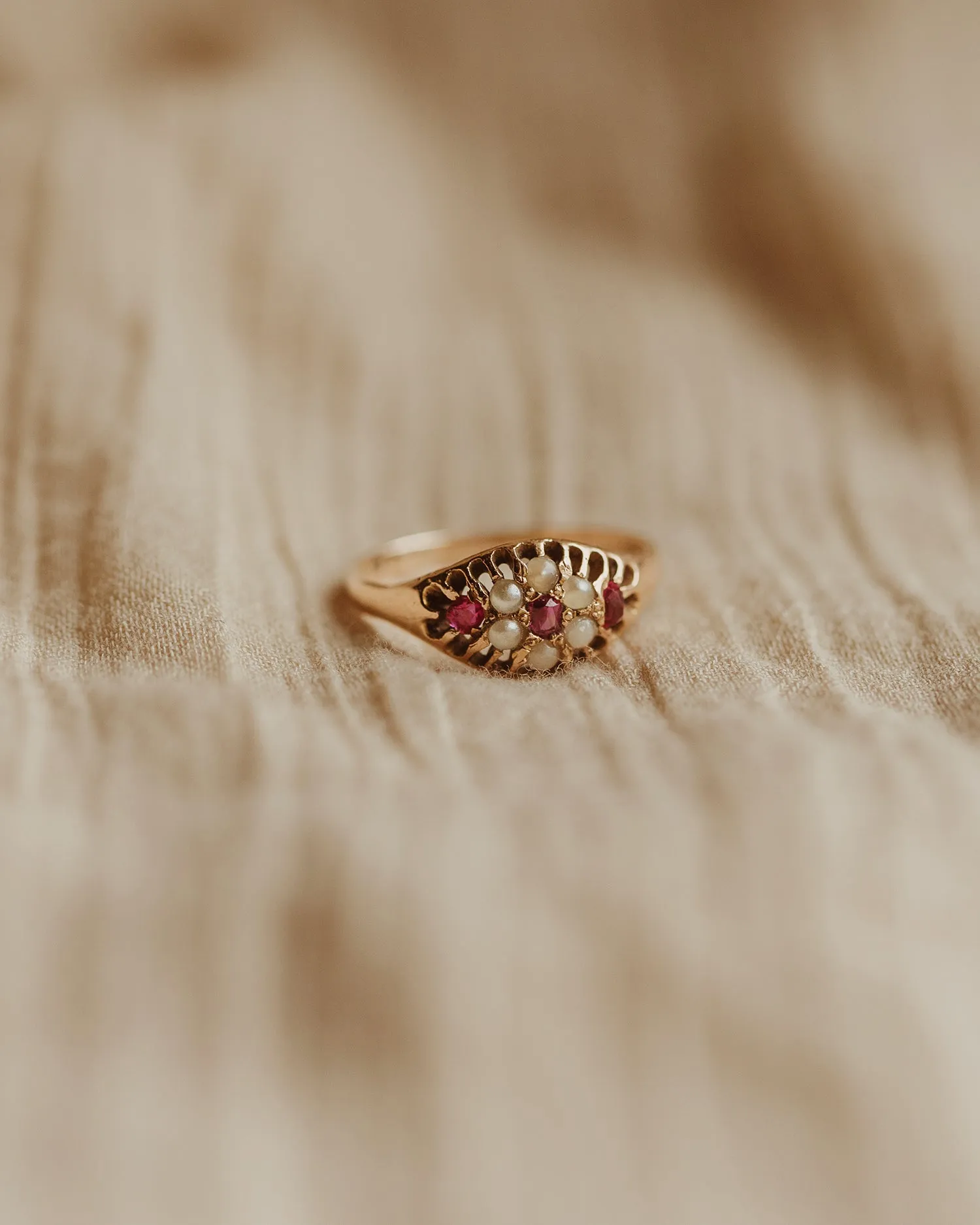 Tammy 15ct Gold Ruby & Pearl Ring sold by Rock n Rose product image thumbnail 3