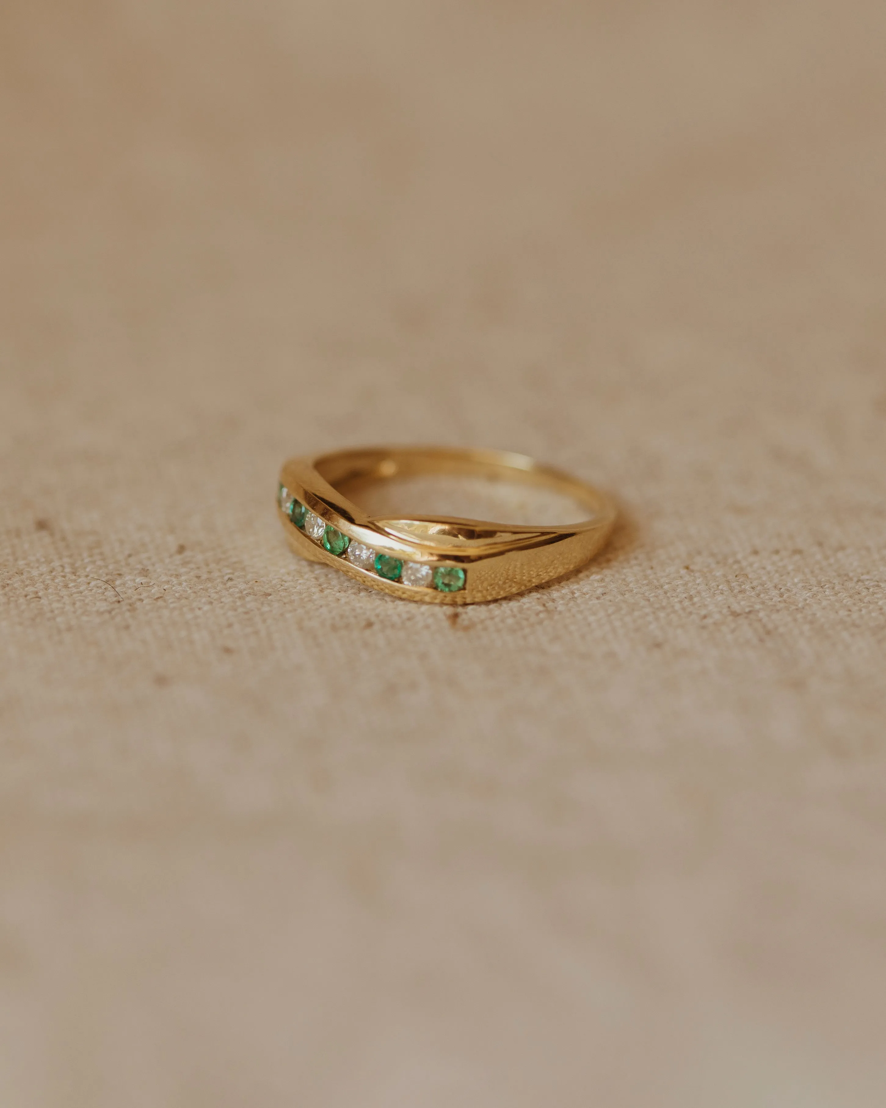 Margery Vintage 9ct Gold Emerald & Diamond Ring sold by Rock n Rose product image thumbnail 3