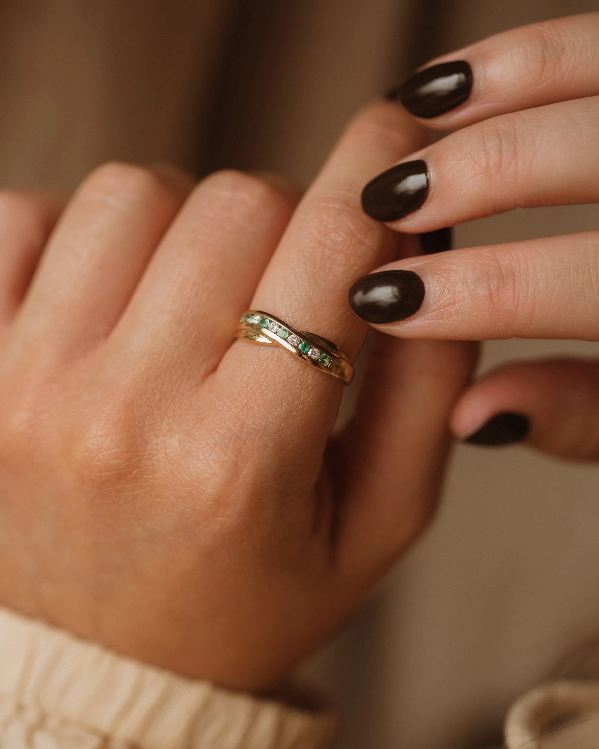 Margery Vintage 9ct Gold Emerald & Diamond Ring sold by Rock n Rose product image thumbnail 5