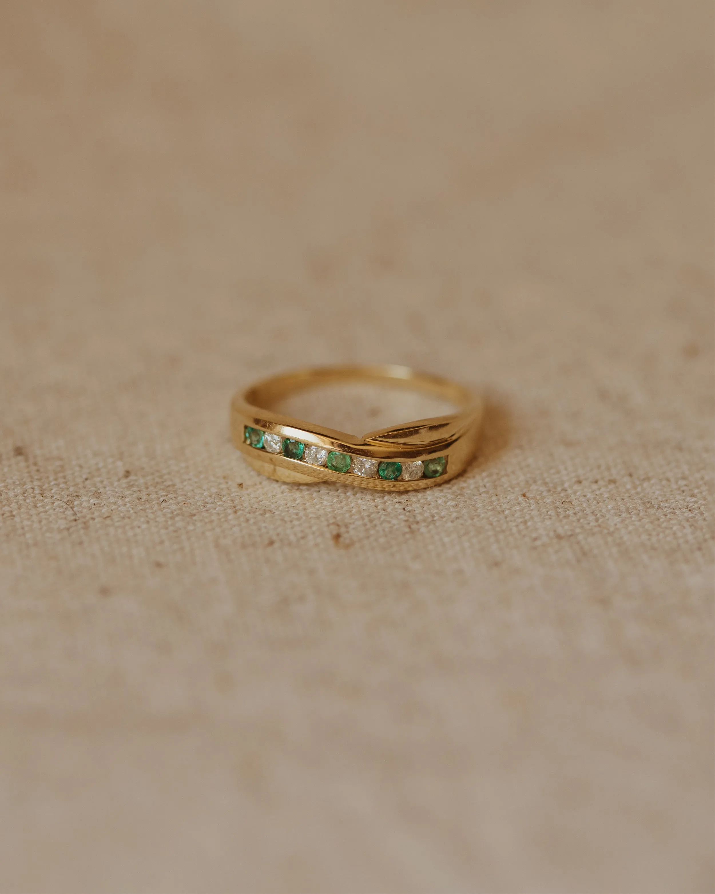 Margery Vintage 9ct Gold Emerald & Diamond Ring sold by Rock n Rose