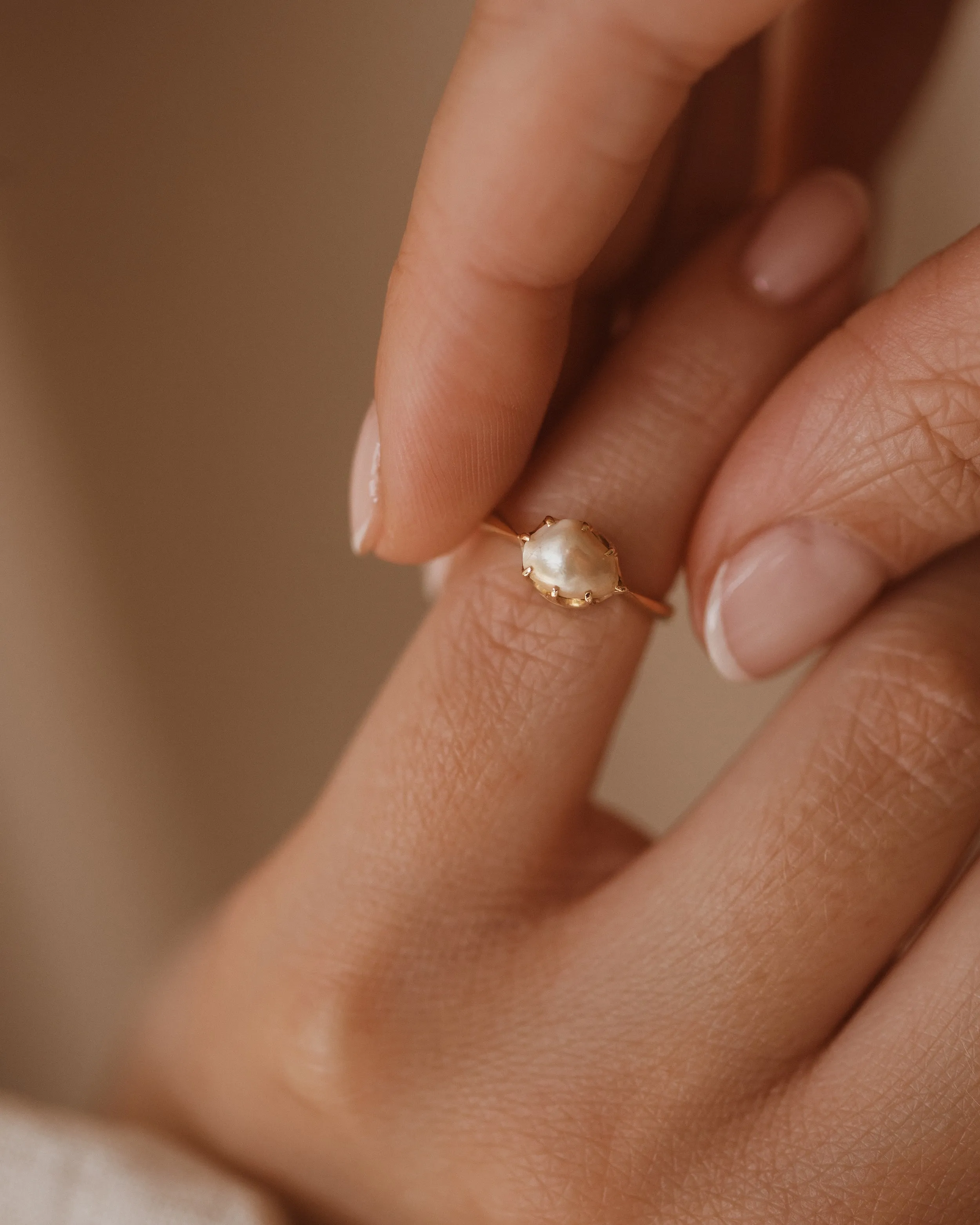 Rosalie Antique 9ct Gold Baroque Pearl Ring sold by Rock n Rose product image thumbnail 2