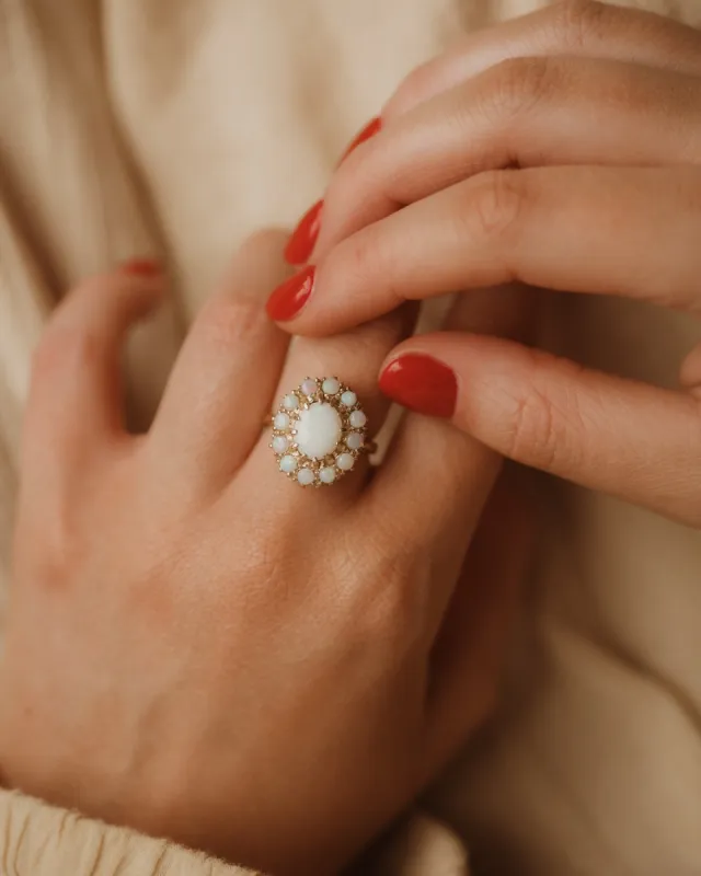 Alma Vintage 9ct Gold Opal Cluster Ring sold by Rock n Rose