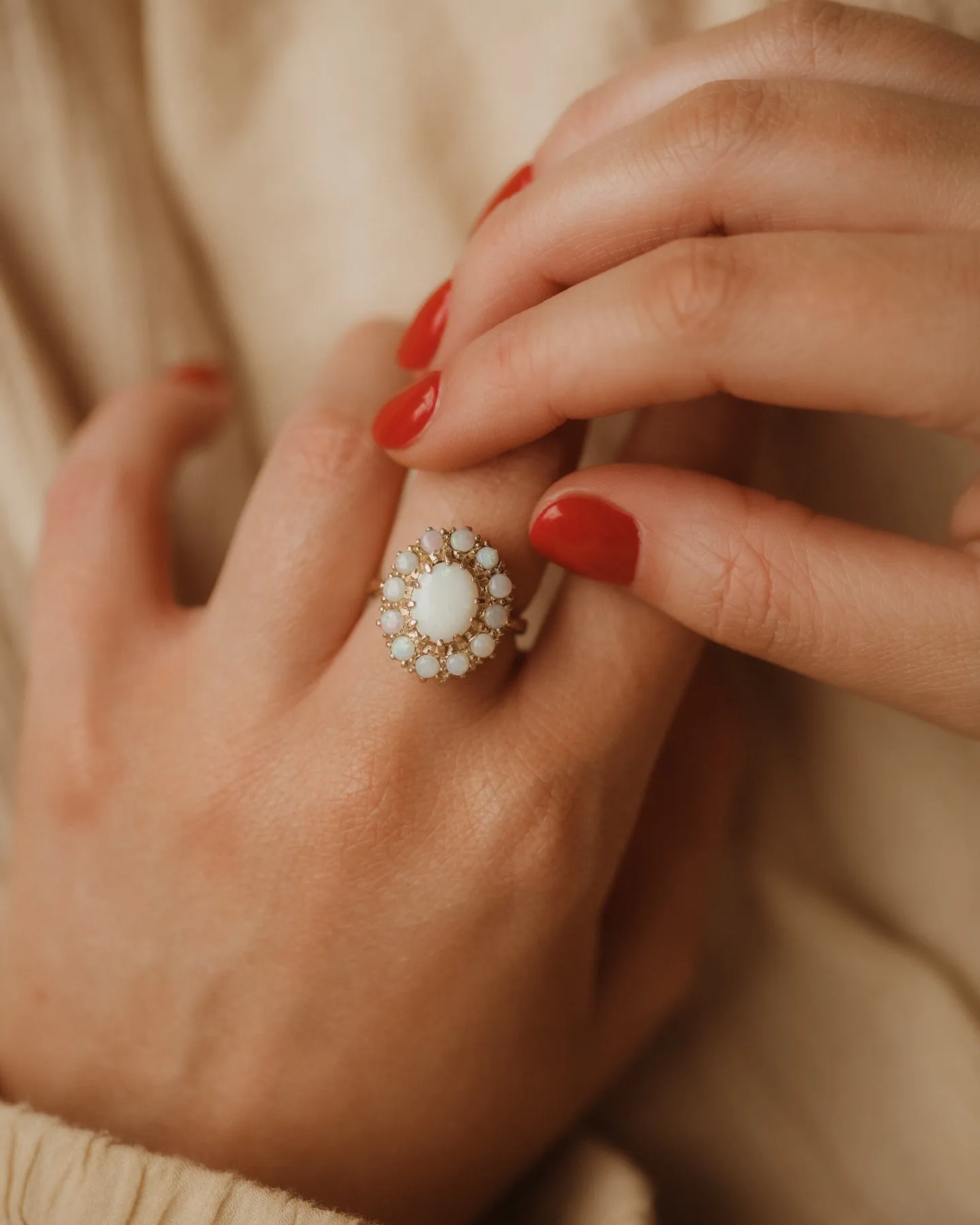 Alma Vintage 9ct Gold Opal Cluster Ring sold by Rock n Rose