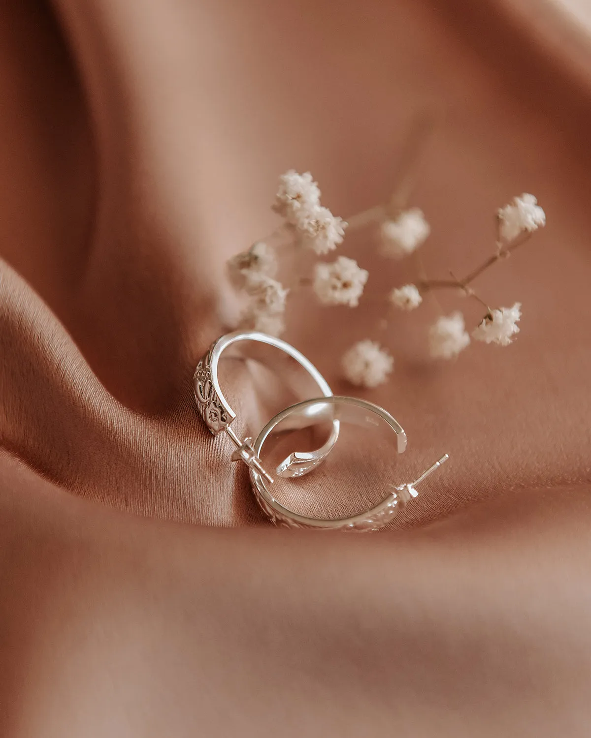 Holliday Sterling Silver Floral Etched Hoops sold by Rock n Rose product image thumbnail 5