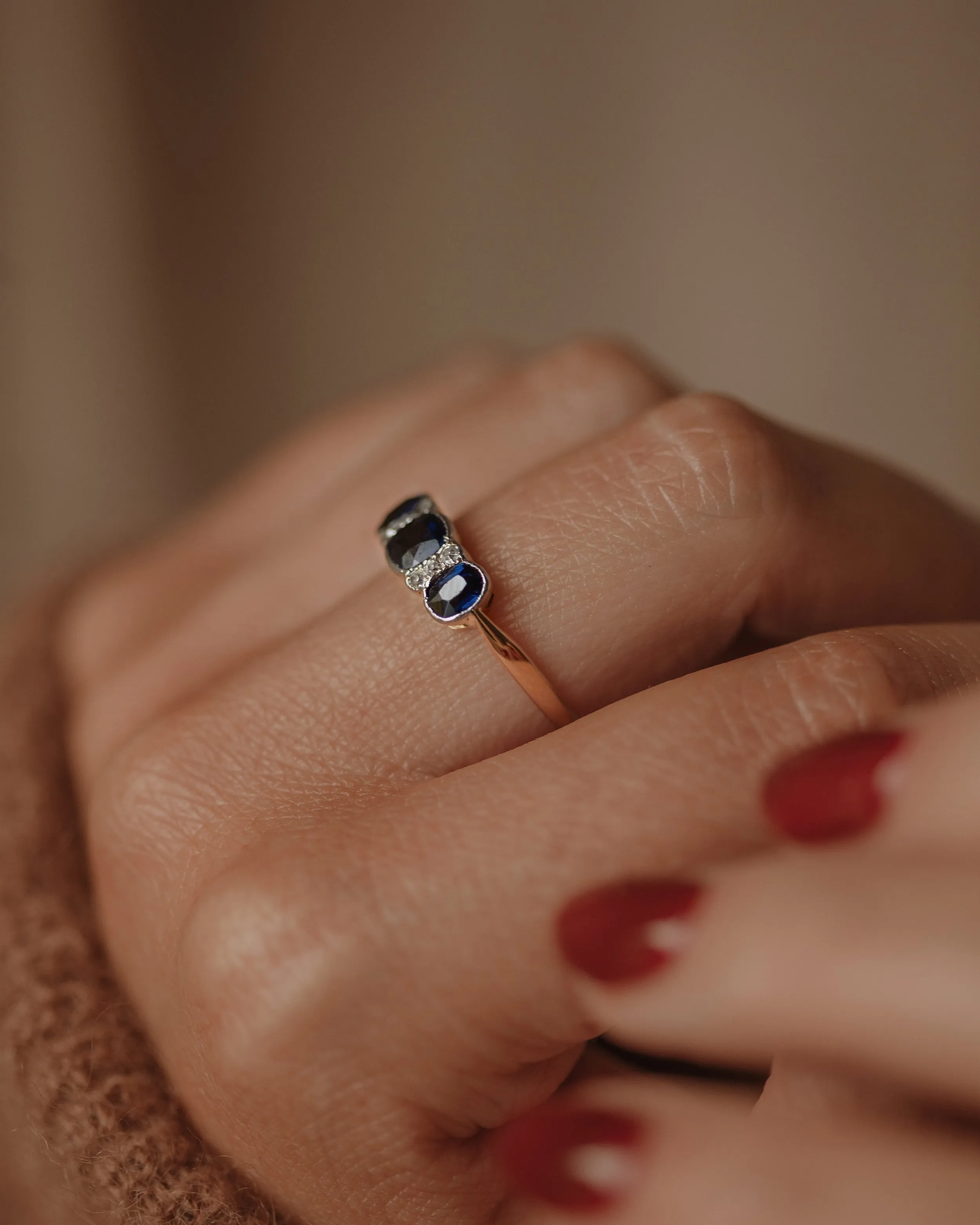 Diana Antique 18ct Gold Sapphire & Diamond Ring sold by Rock n Rose product image thumbnail 3