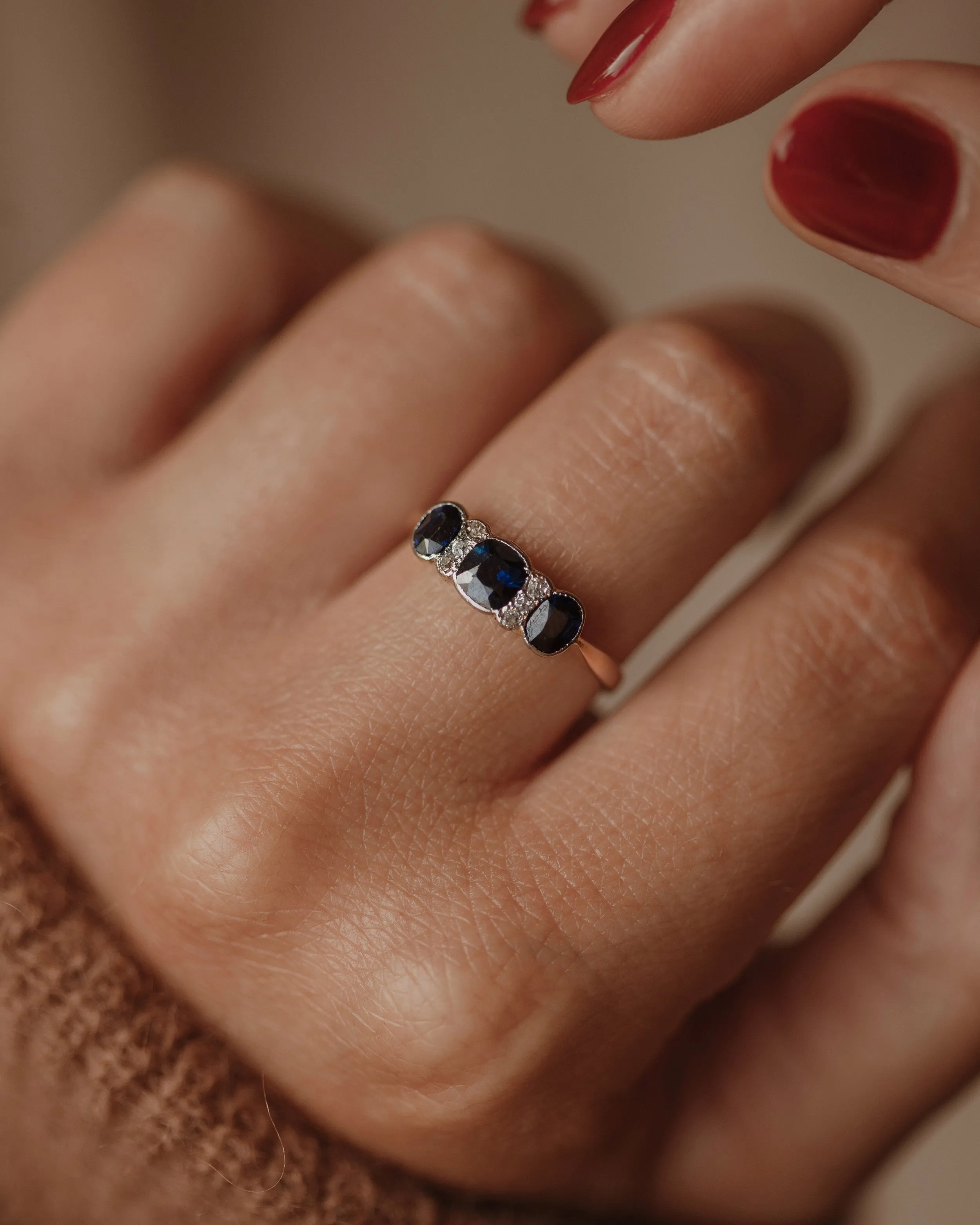 Diana Antique 18ct Gold Sapphire & Diamond Ring sold by Rock n Rose product image thumbnail 2