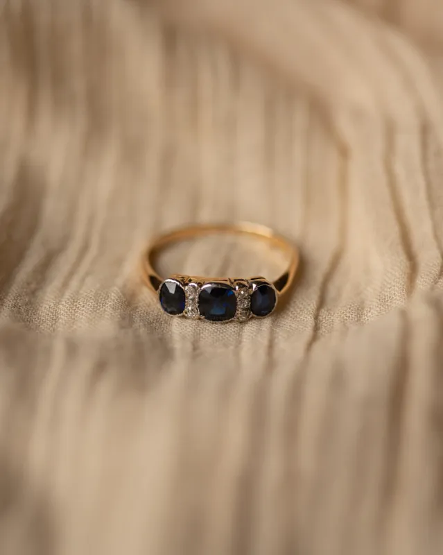 Diana Antique 18ct Gold Sapphire & Diamond Ring sold by Rock n Rose