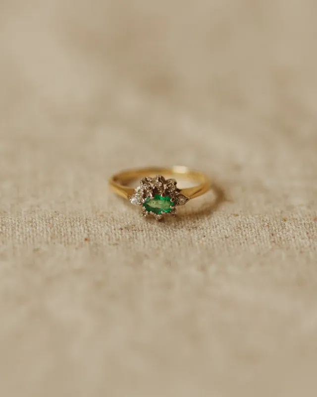 Tabitha 1986 9ct Gold Emerald & Diamond Ring sold by Rock n Rose
