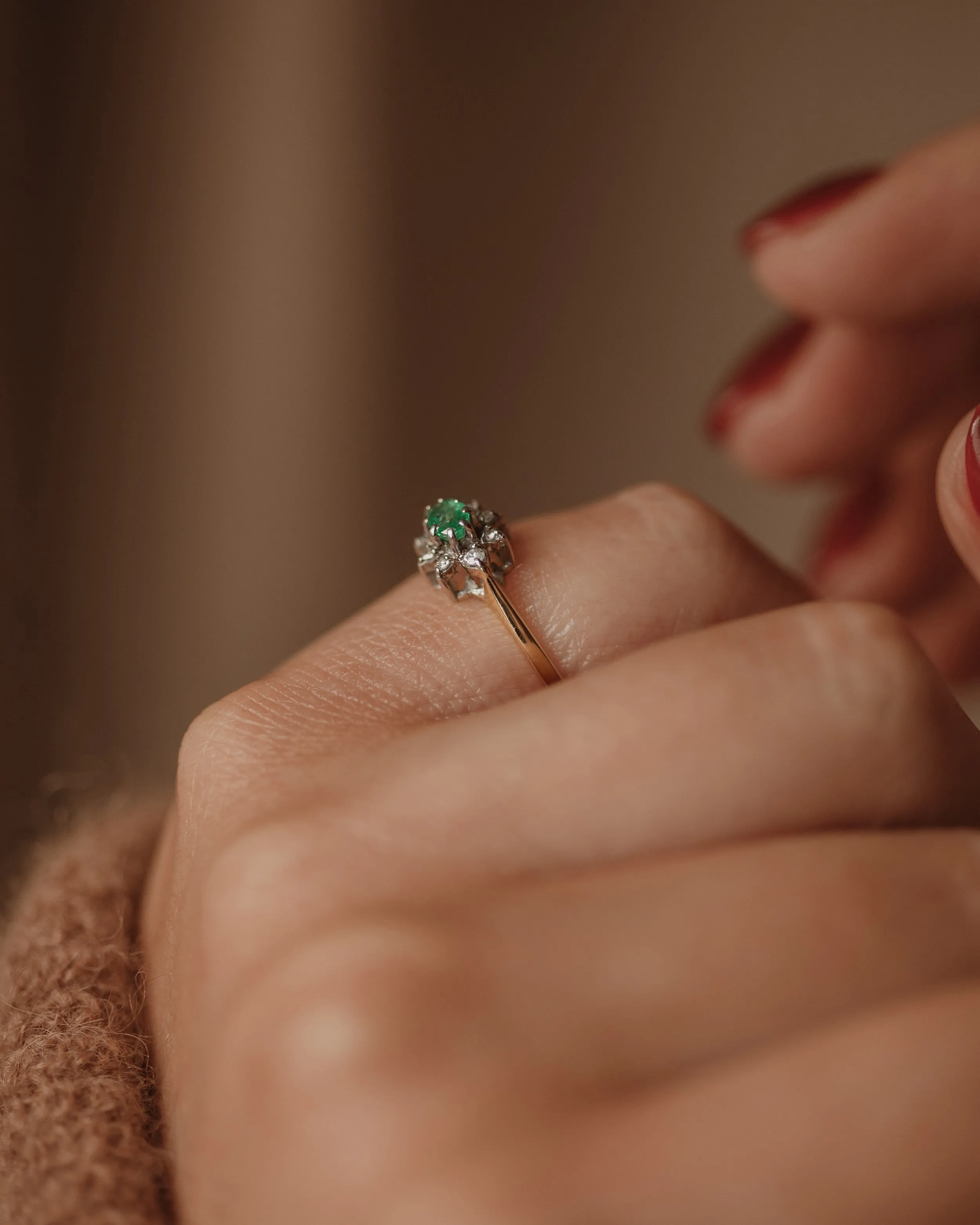 Jeanette 1986 9ct Gold Emerald & Diamond Ring sold by Rock n Rose product image thumbnail 2