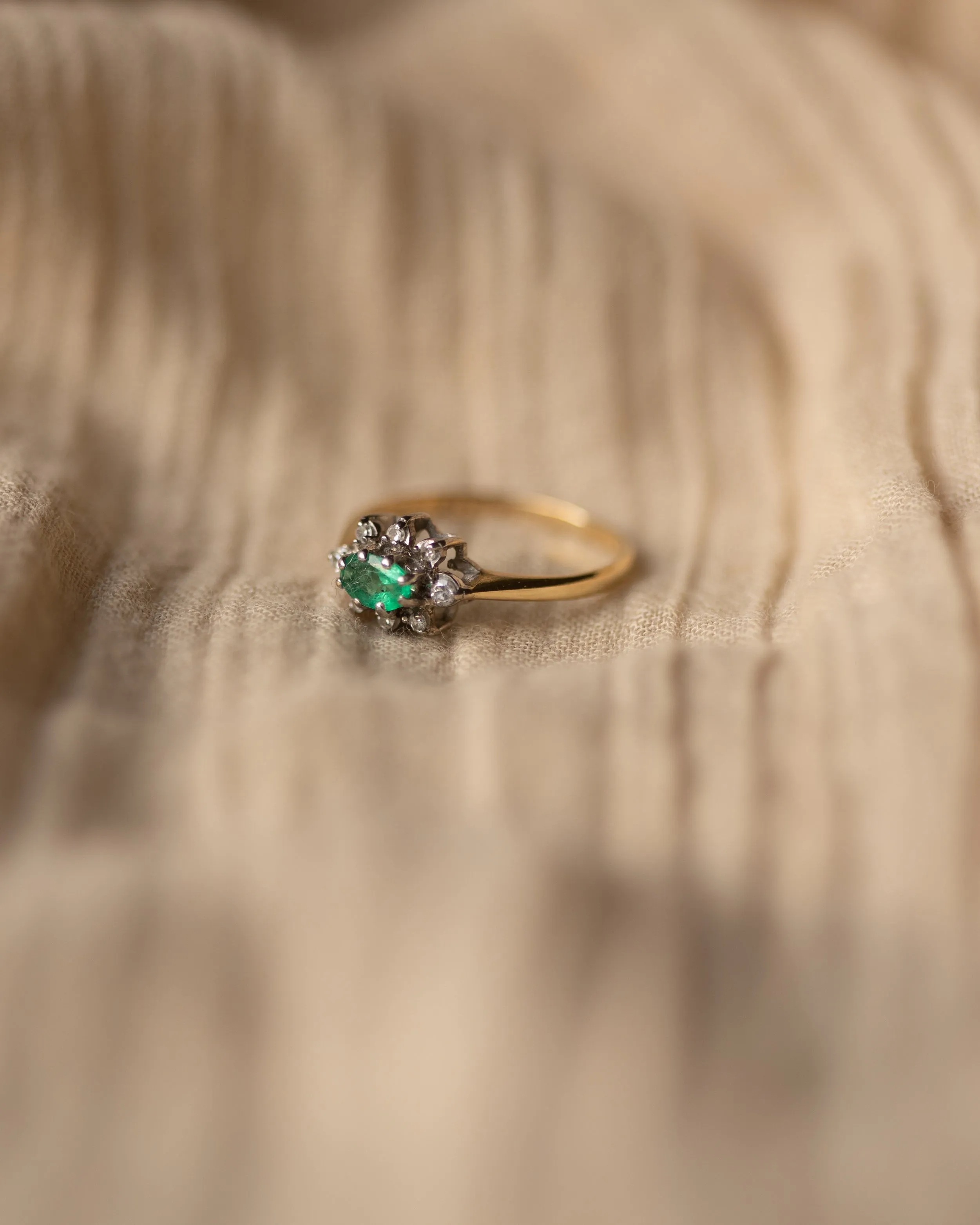 Jeanette 1986 9ct Gold Emerald & Diamond Ring sold by Rock n Rose product image thumbnail 4