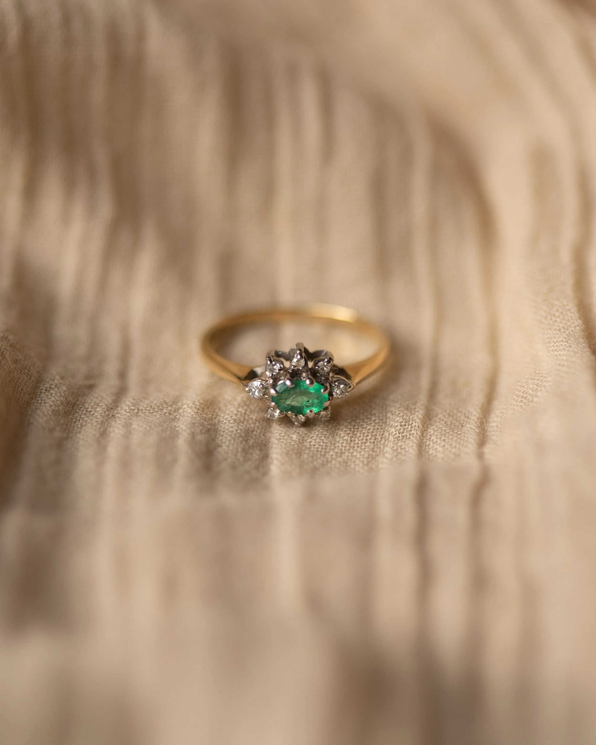 Jeanette 1986 9ct Gold Emerald & Diamond Ring sold by Rock n Rose product image thumbnail 3