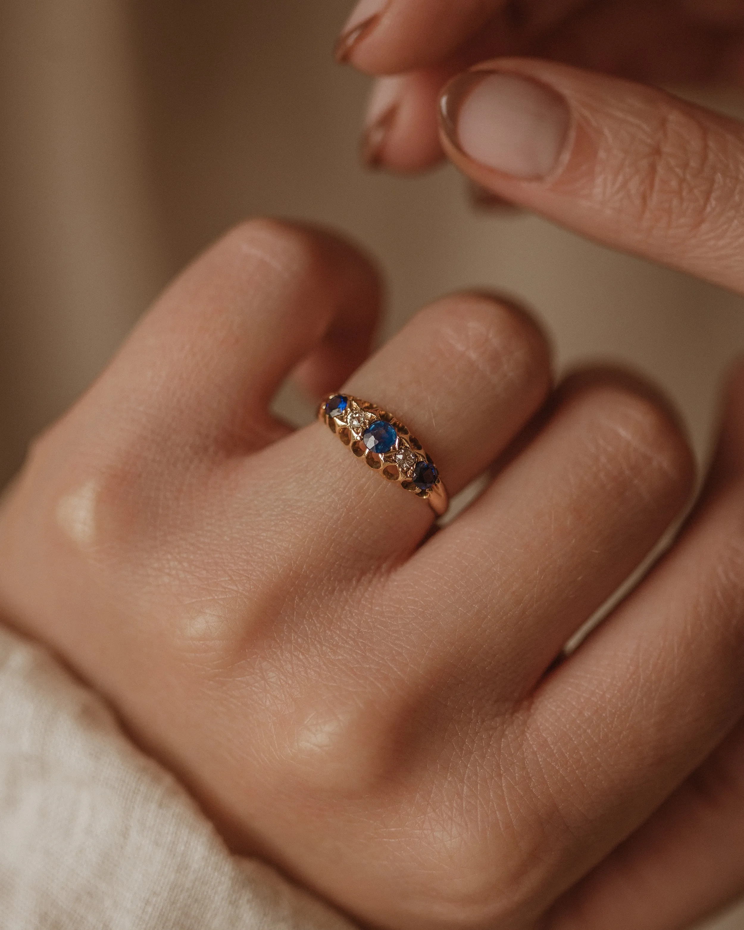 Philomena 1910 18ct Gold Sapphire & Diamond Ring sold by Rock n Rose product image thumbnail 2