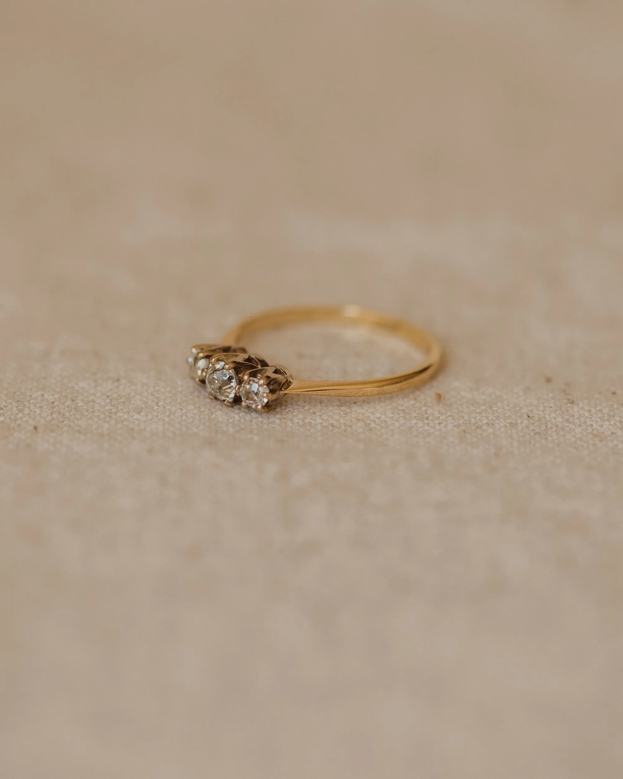 Marla Antique 18ct Gold Old-Cut Diamond Trilogy Ring sold by Rock n Rose product image thumbnail 4