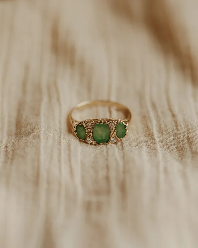 Violet 9ct Gold Emerald & Diamond Ring sold by Rock n Rose